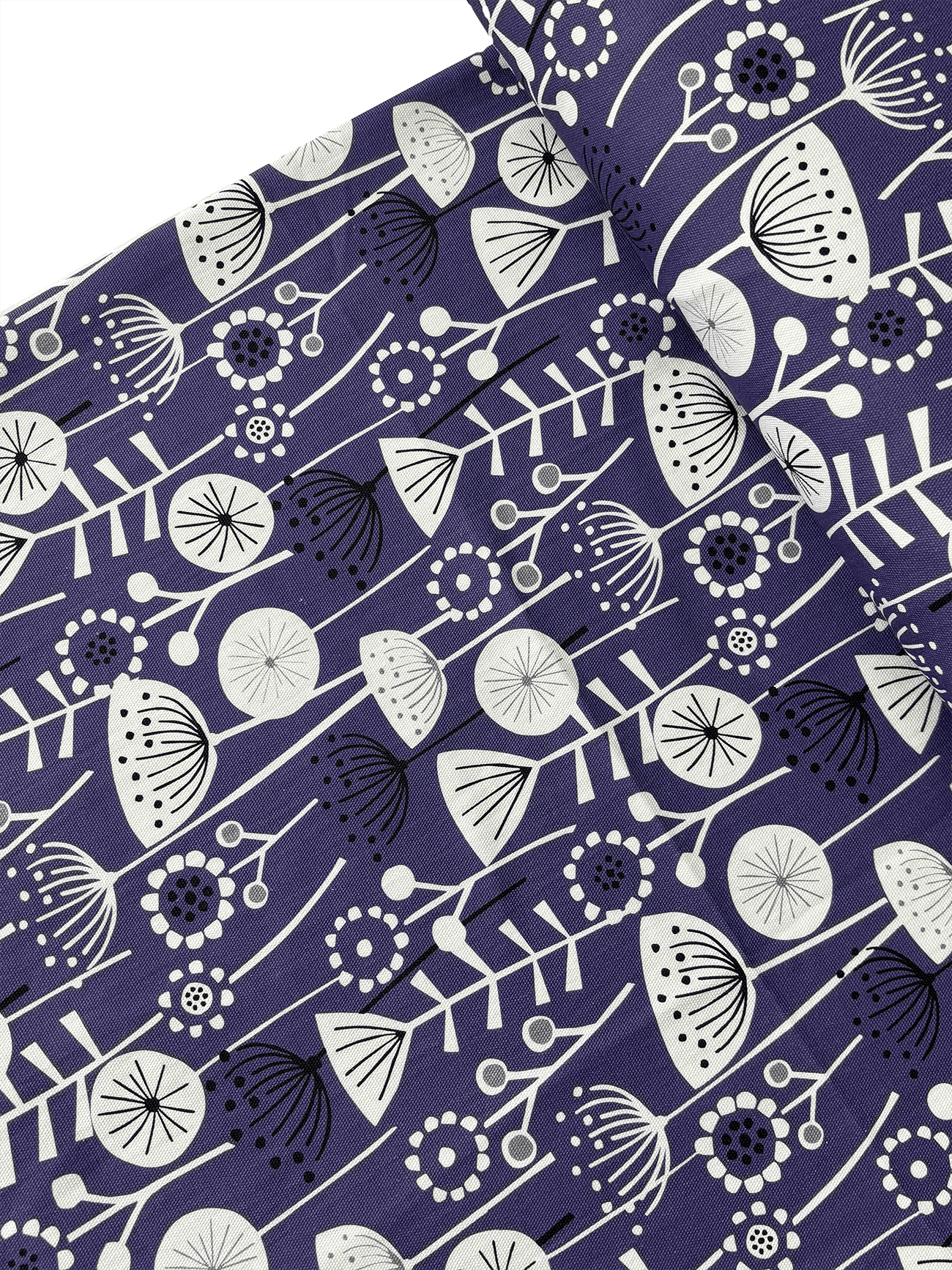 %100 Pamuk Çiçek Desenli Kanvas Kumaş Serisi  - Mor