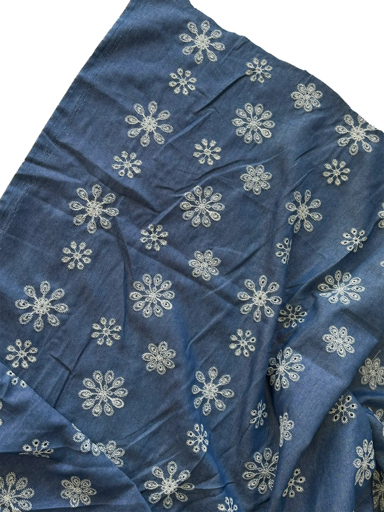 Papatya Desen Nakışlı Kot Fisto Kumaş Serisi 