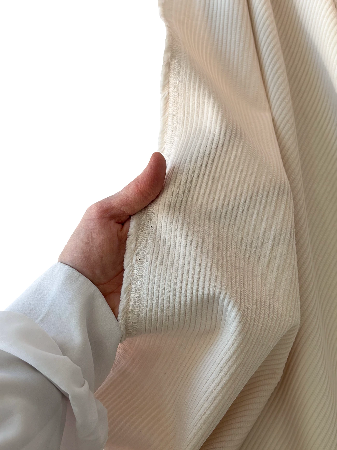 %100 Pamuk Fitilli Kadife Kumaş Açık Bej 