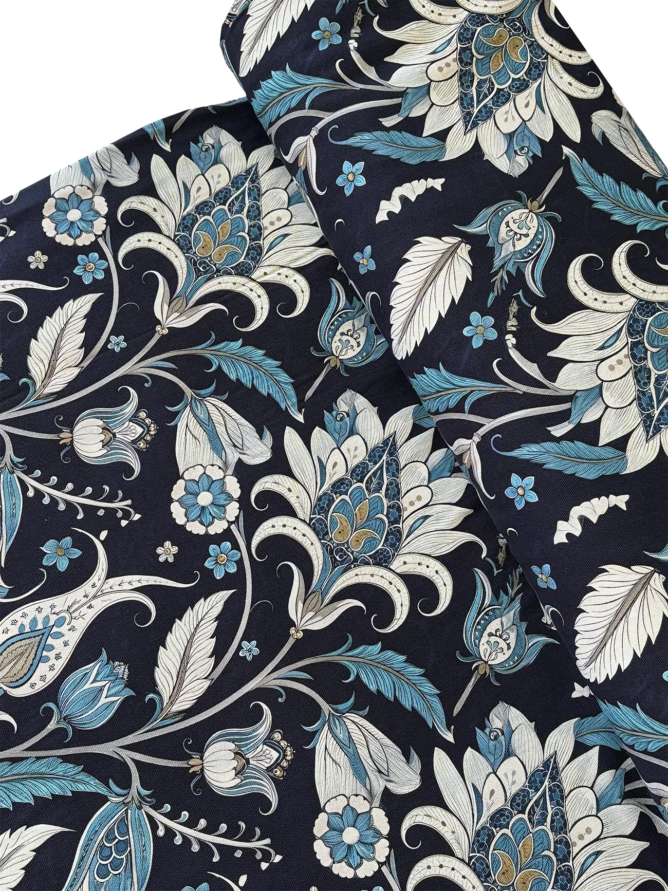 %100 Pamuk Lacivert Etnik Desen Kanvas Kumaş 