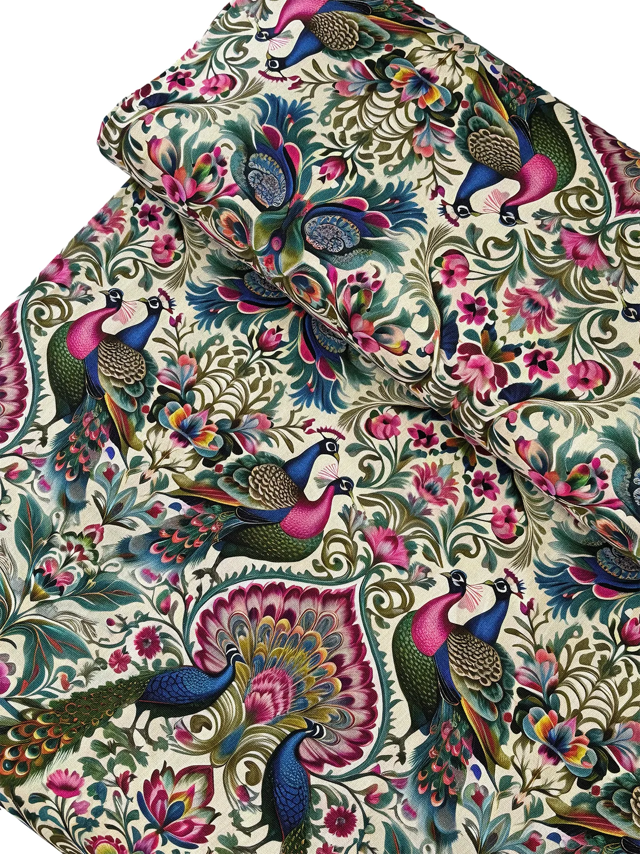 %100 Pamuk Tavus Kuşu Desen Kanvas Kumaş 