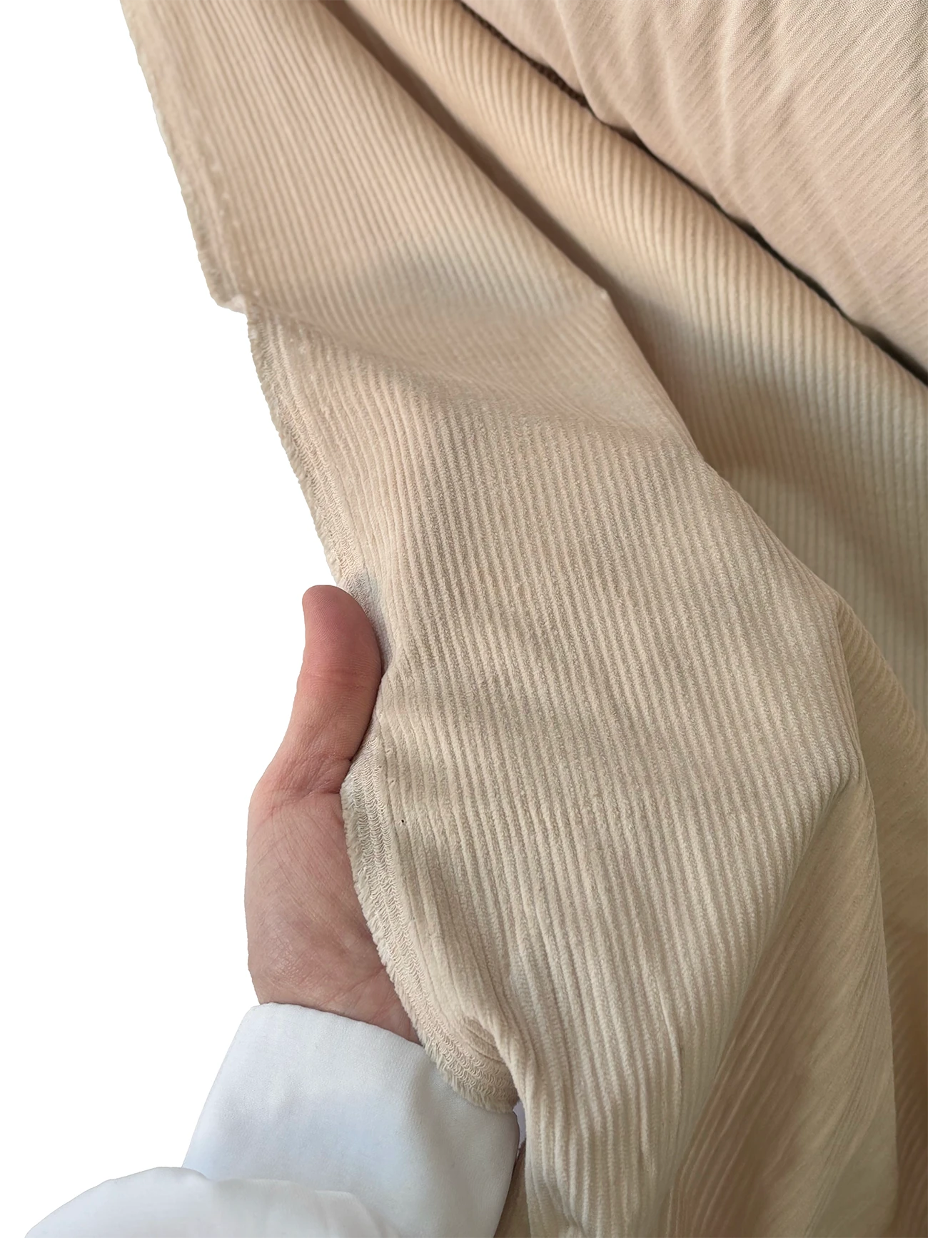 Pamuk - Likra Fitilli Kadife Kumaş Bej 