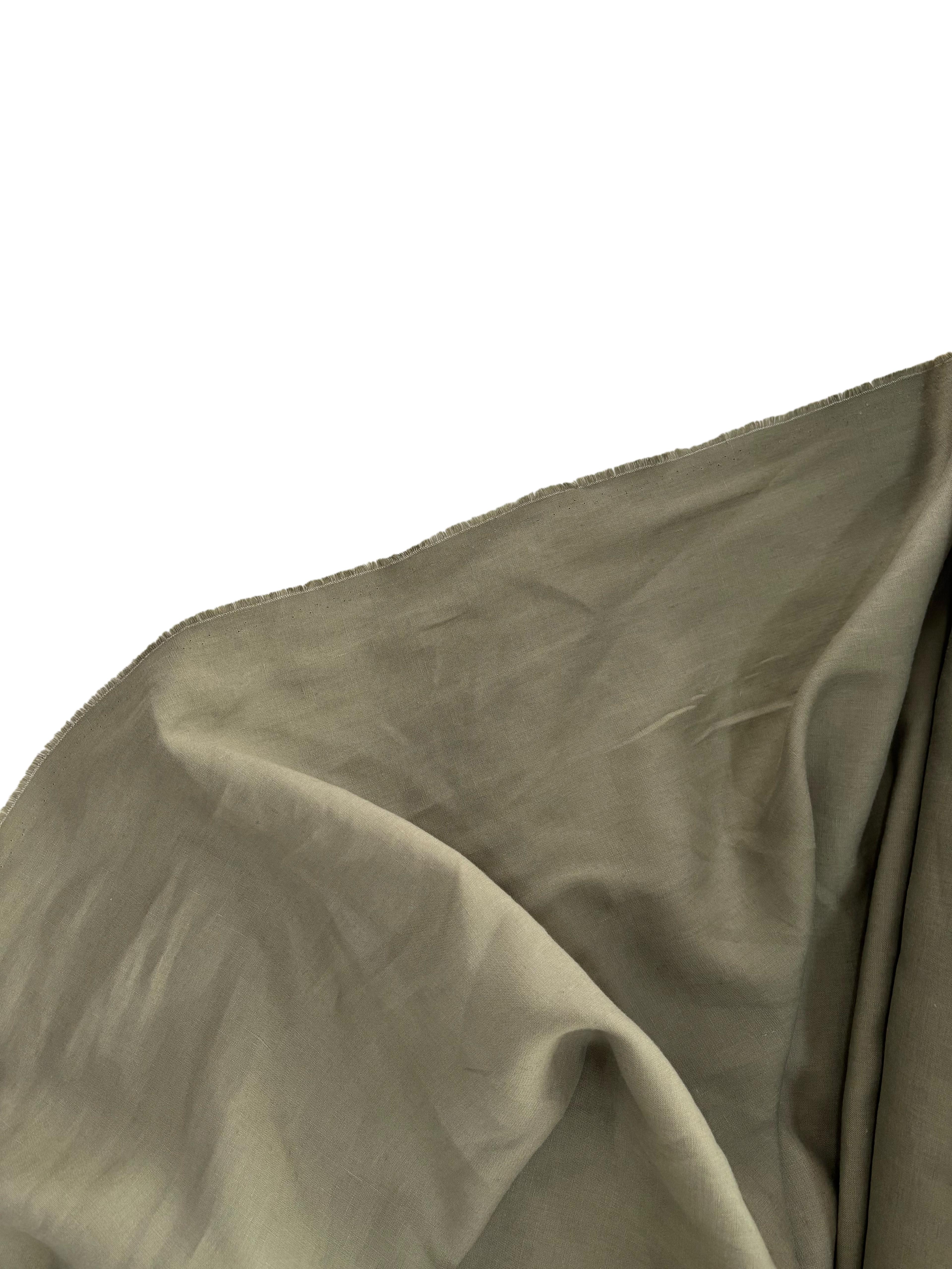%100 Keten Kumaş Soft Haki (180 gram)