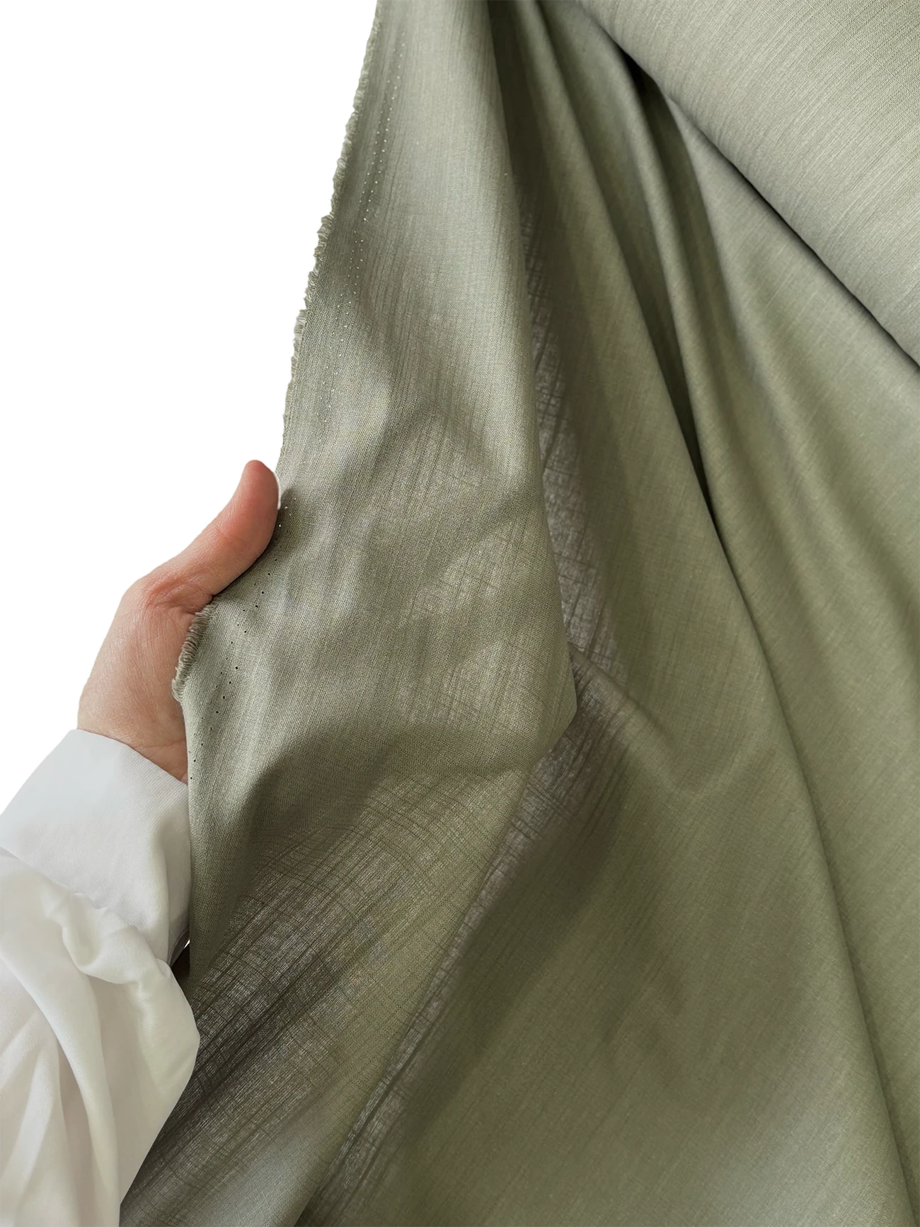 Flamlı Pamuk Keten Kumaş Açık Haki 