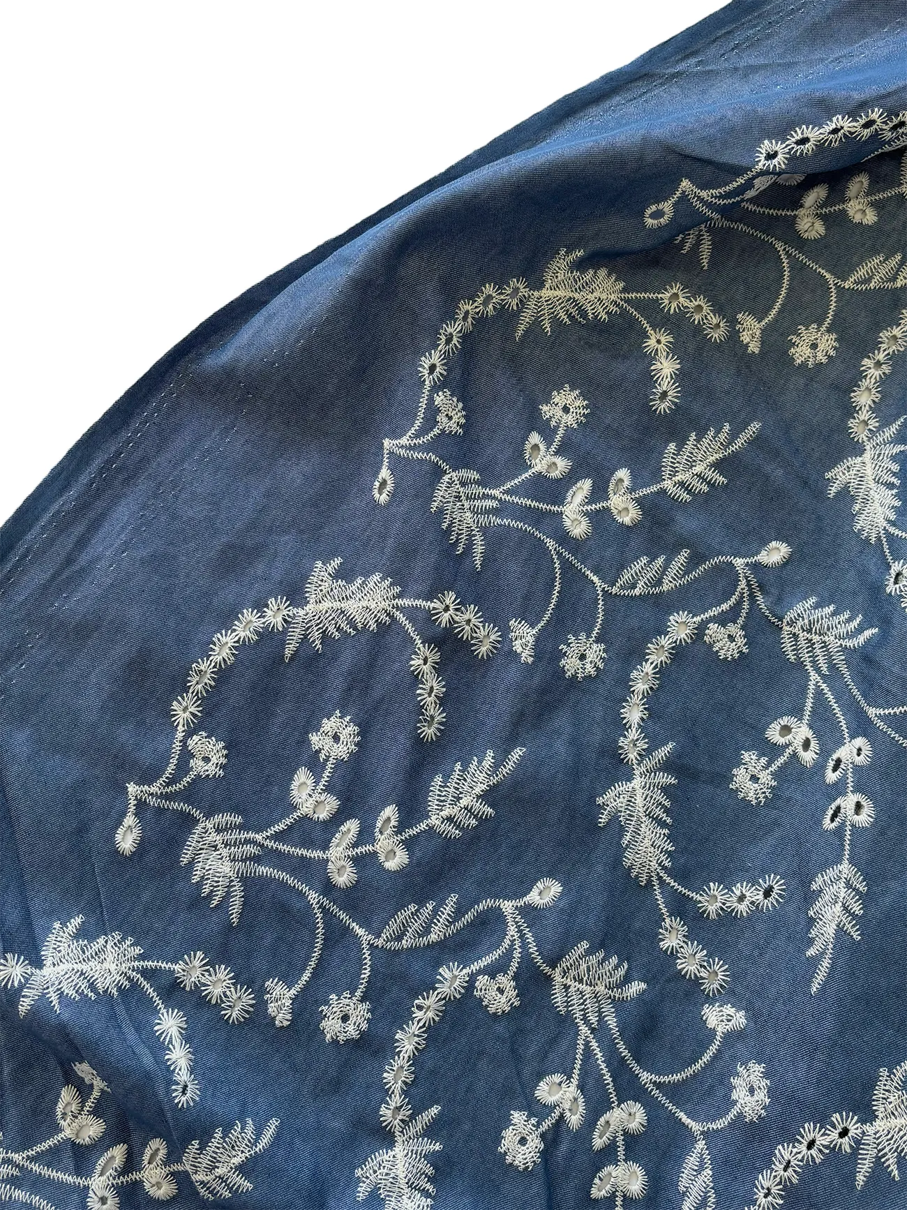 Kır Bahçesi Desen Nakışlı Kot Fisto Kumaş Serisi 