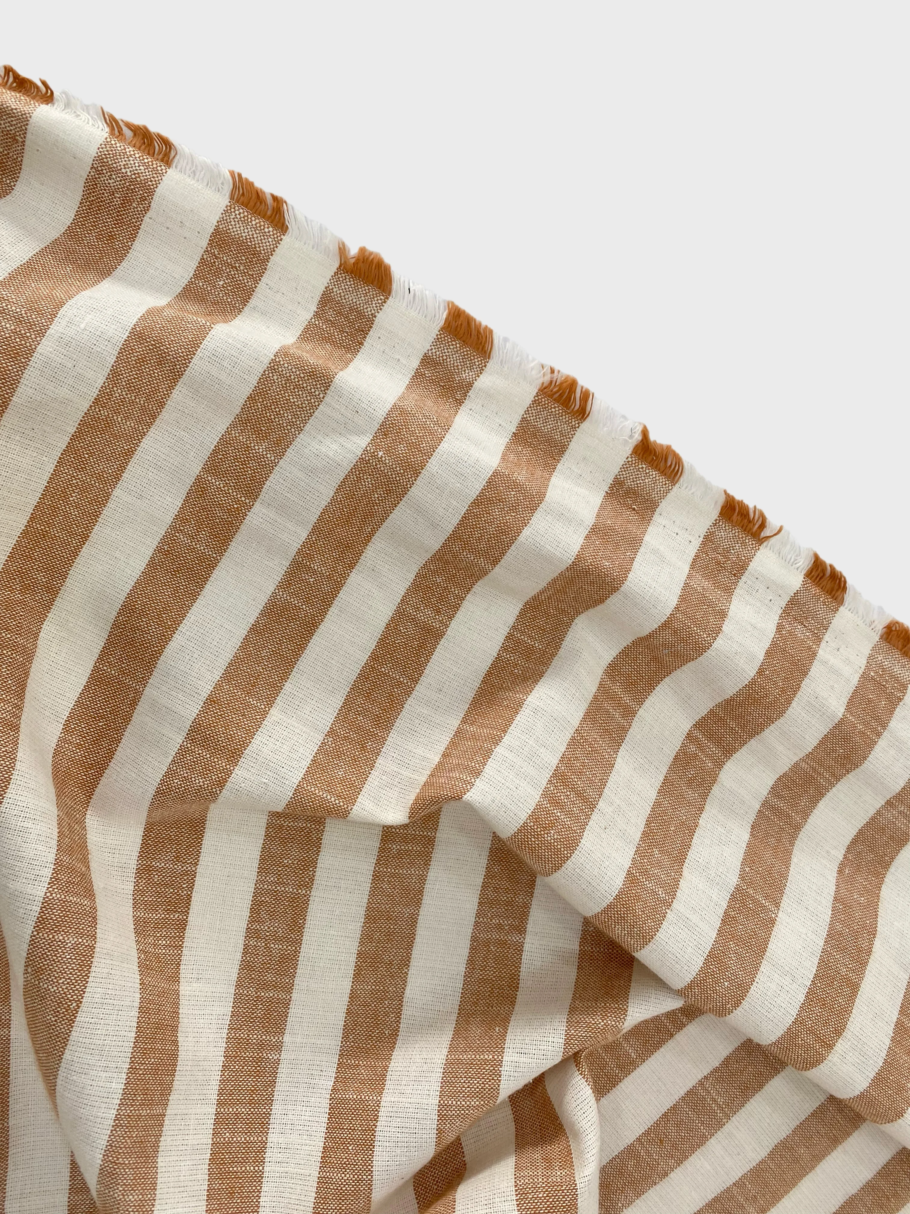 Naturel Pamuk Keten Kumaş  Çizgili