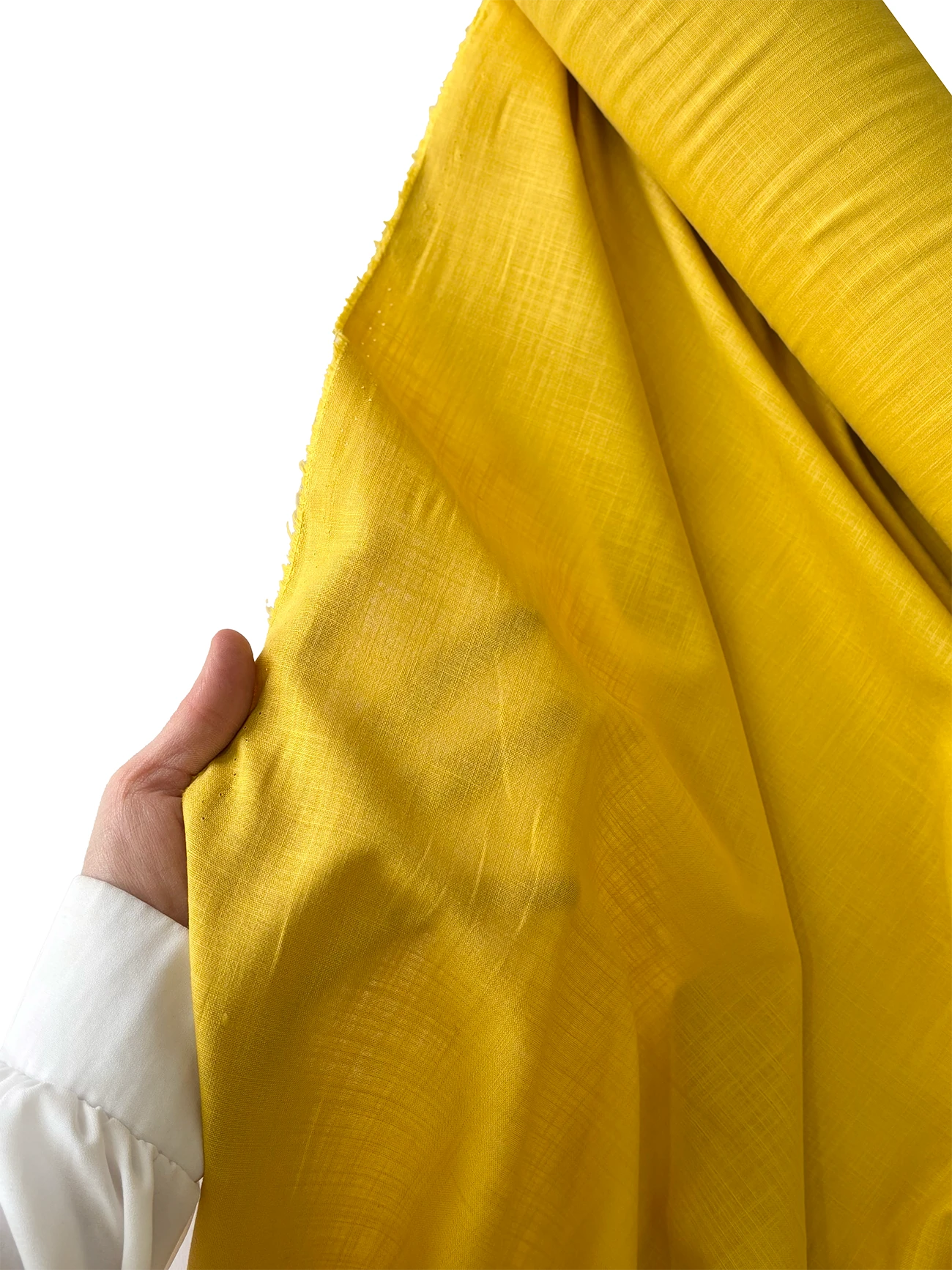 Flamlı Pamuk Keten Kumaş Hardal 