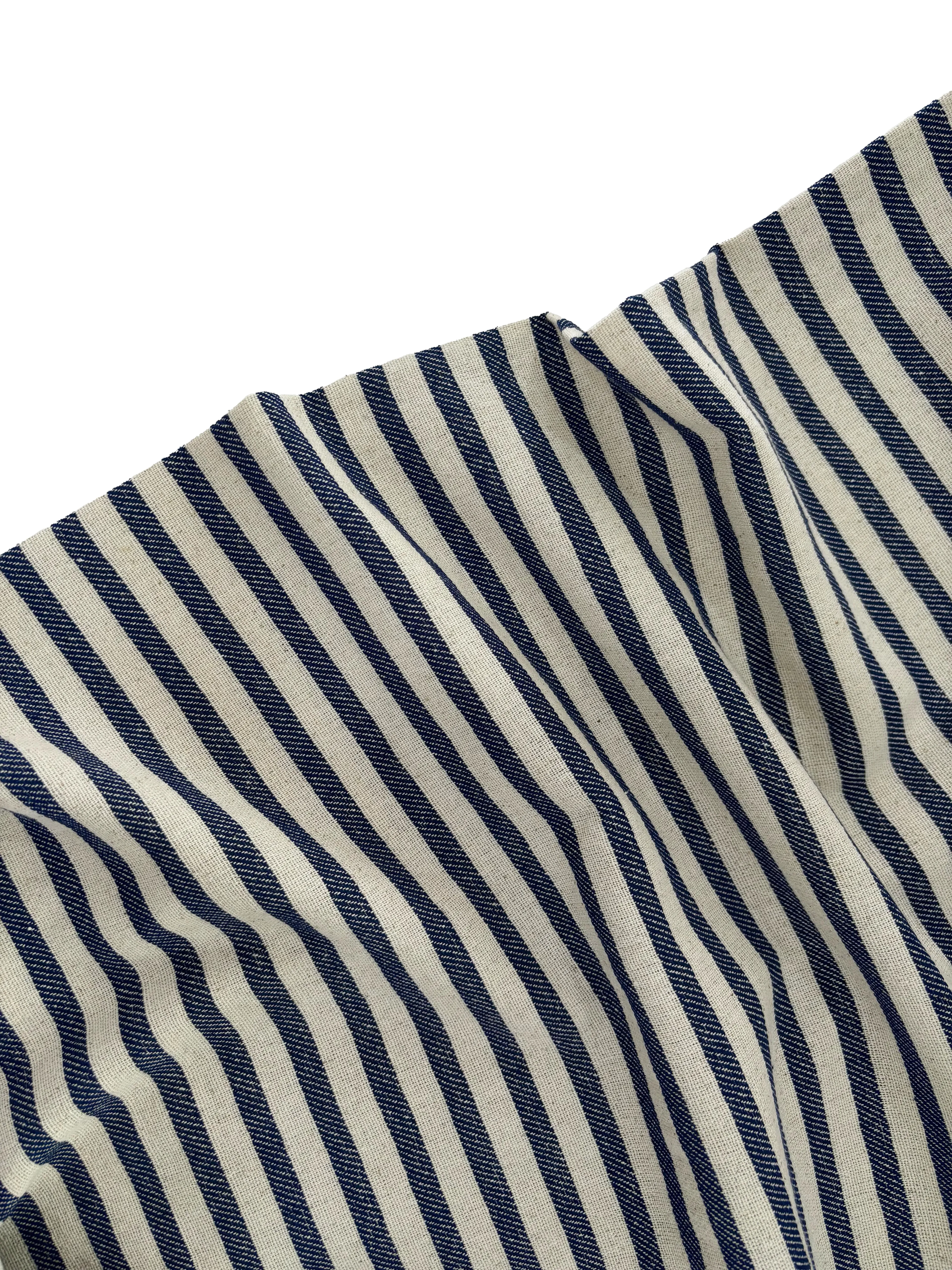 Ham Yıkanmış Keten Kumaş (ENİ 290 CM ) Lacivert Çizgili 