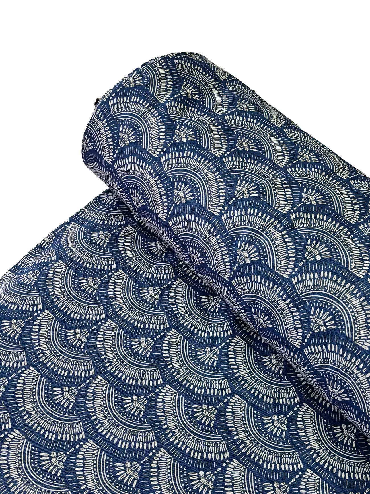 %100 Pamuk Lacivert Yelpaze Desen Kanvas Kumaş 