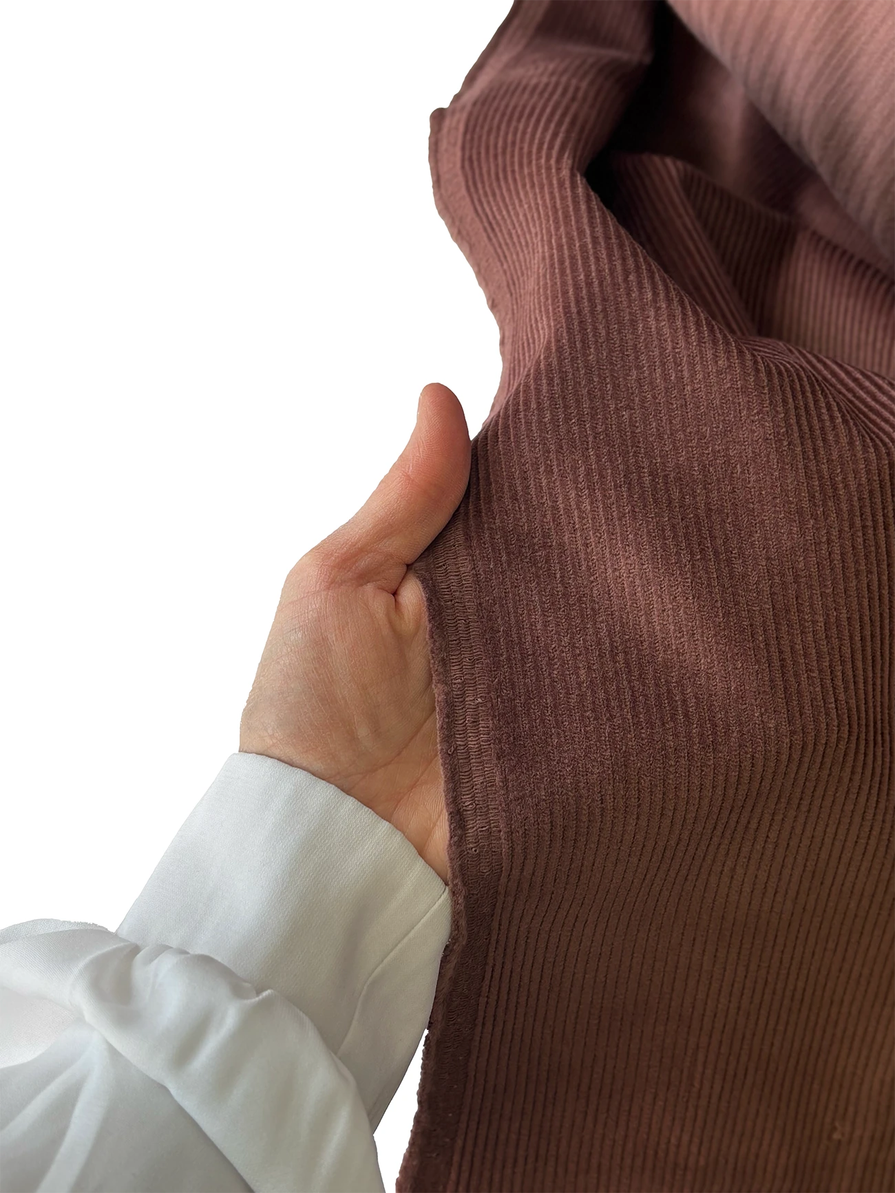 %100 Pamuk Fitilli Kadife Kumaş Koyu Gül Kurusu 