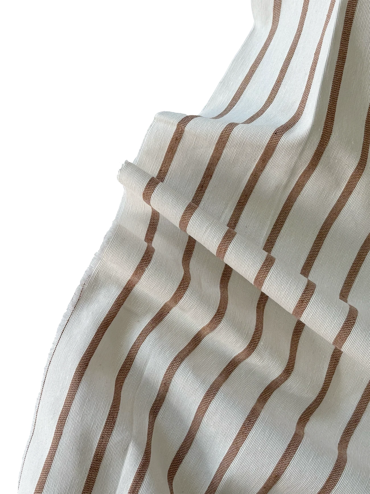 Alaçatı Keteni Kumaş Sütlü Kahve Çizgili 