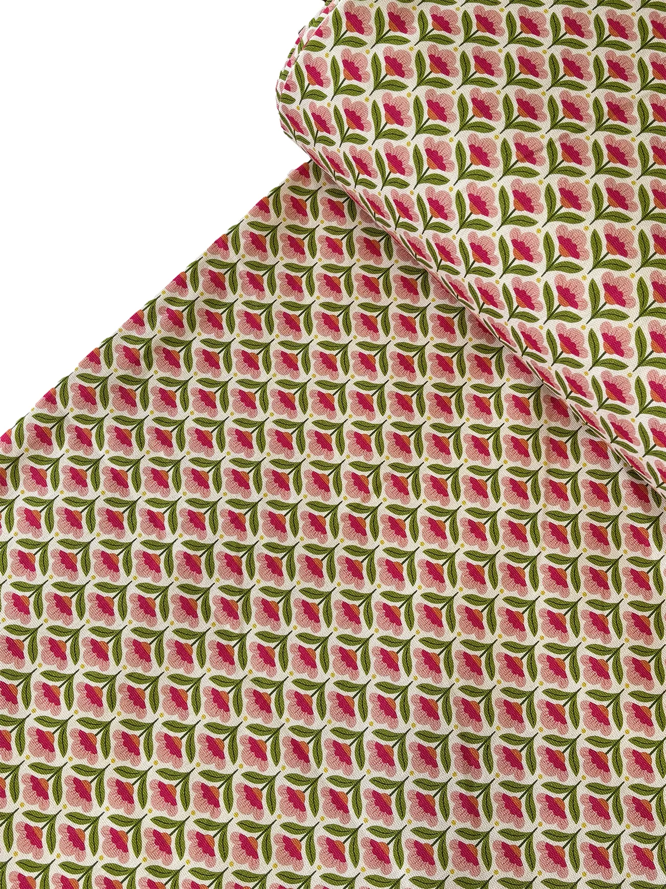 %100 Pamuk Pembe Çiçekler Kanvas Kumaş 