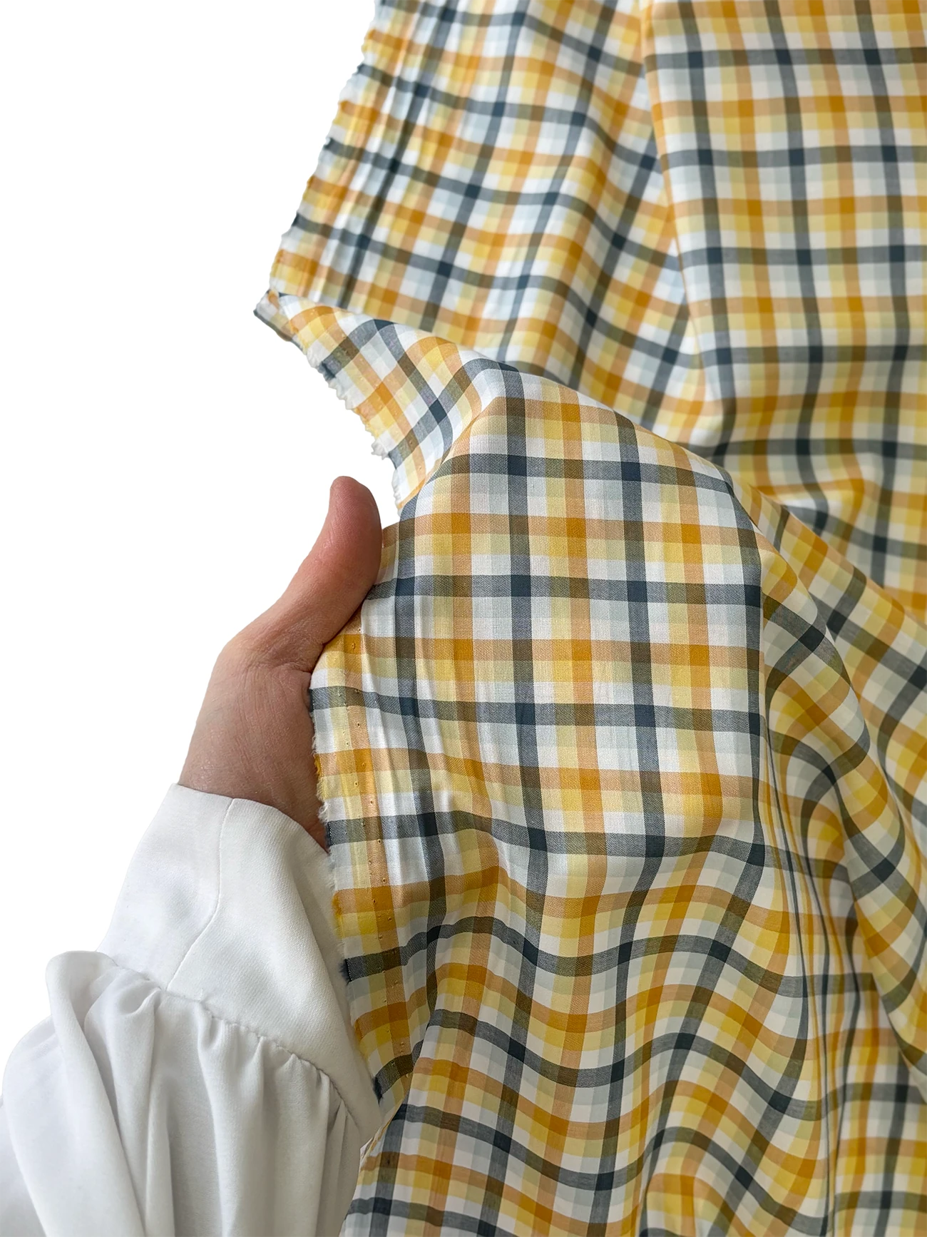 %100 Pamuk Ekose Kumaş Serisi  - Sarı