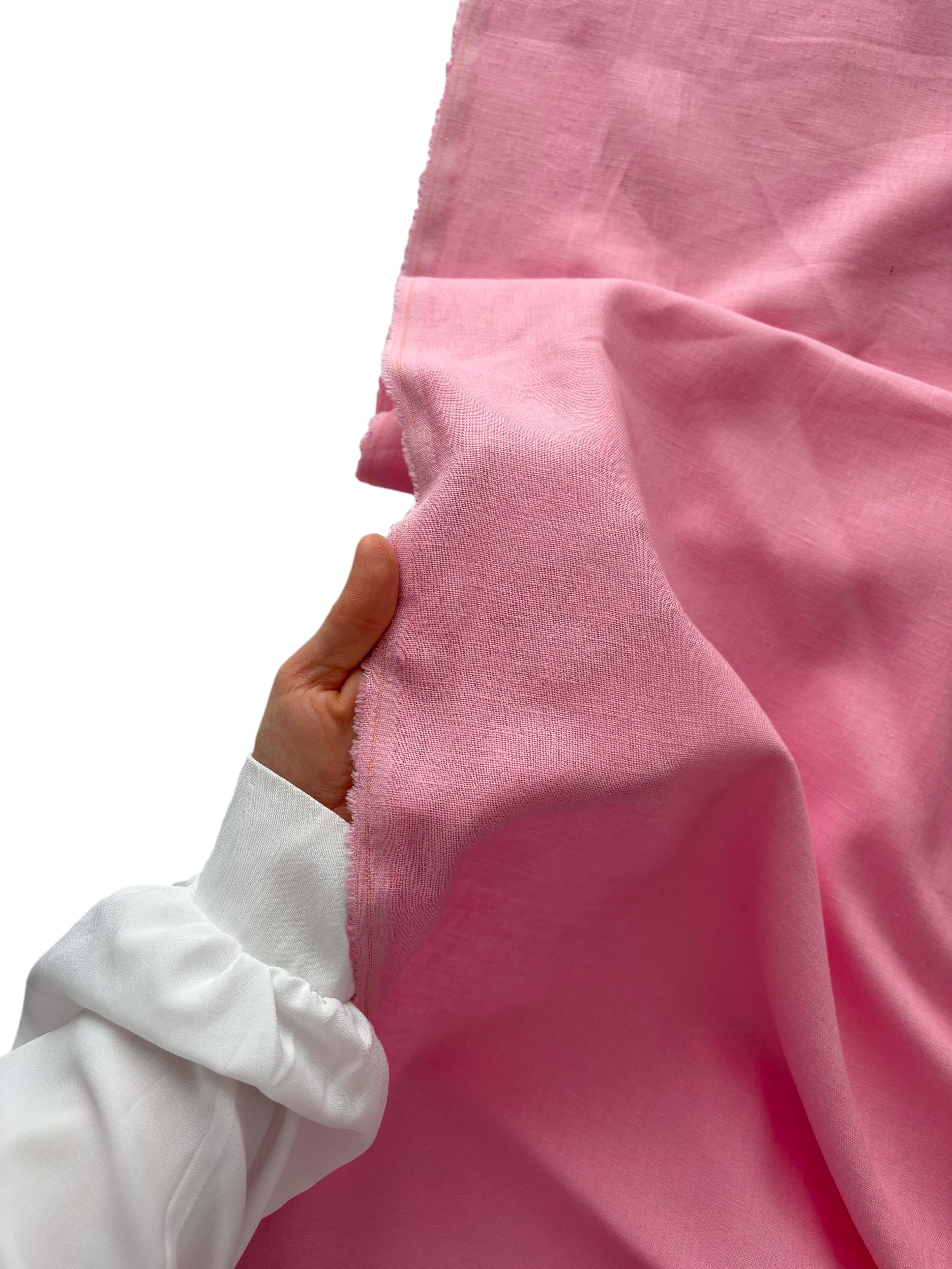 Viskon Keten Kumaş Pembe