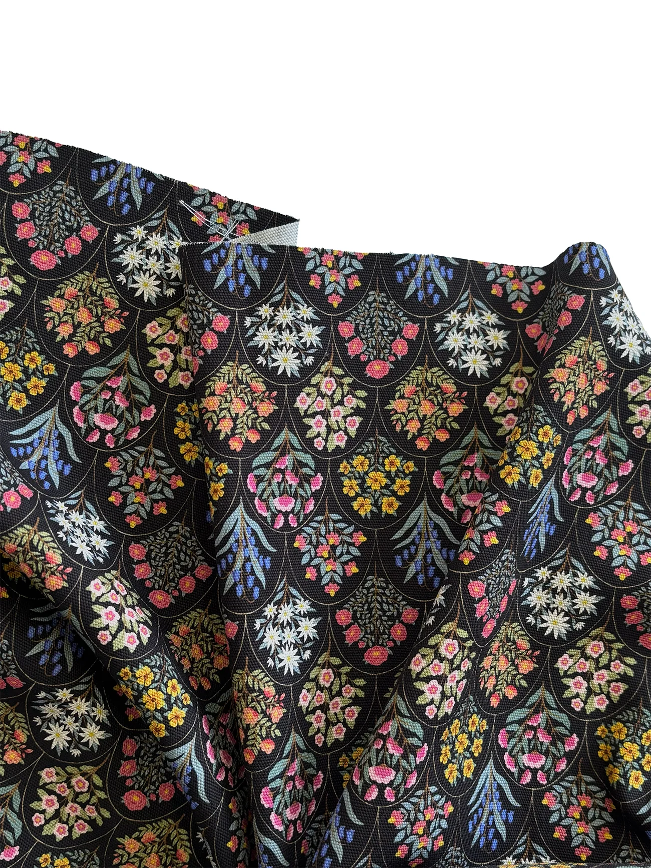 %100 Pamuk Siyah Buklet Desen Kanvas Kumaş 