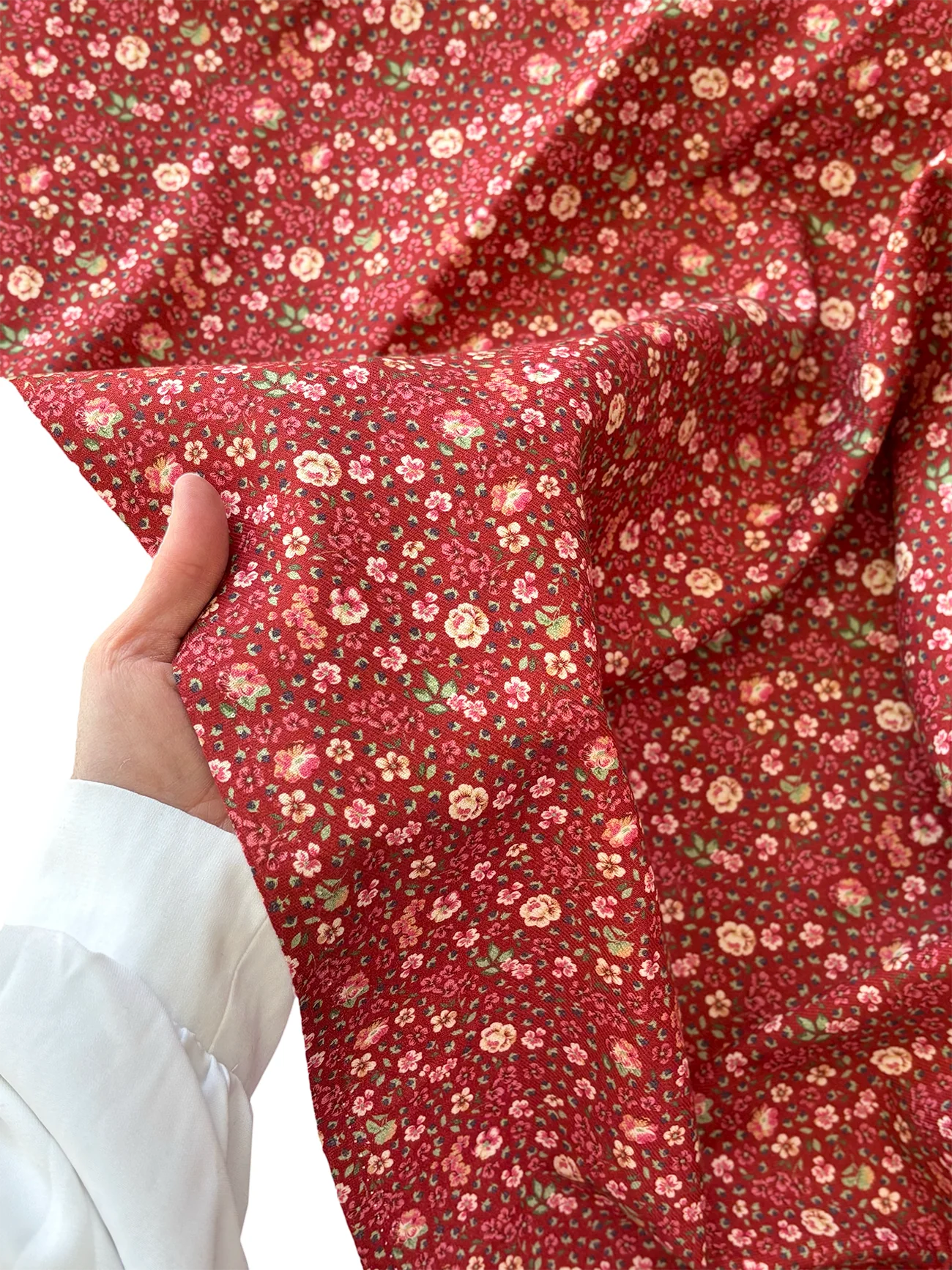 %100 Pamuk Flanel Pazen Kumaş Çıtır Çiçek Kiremit