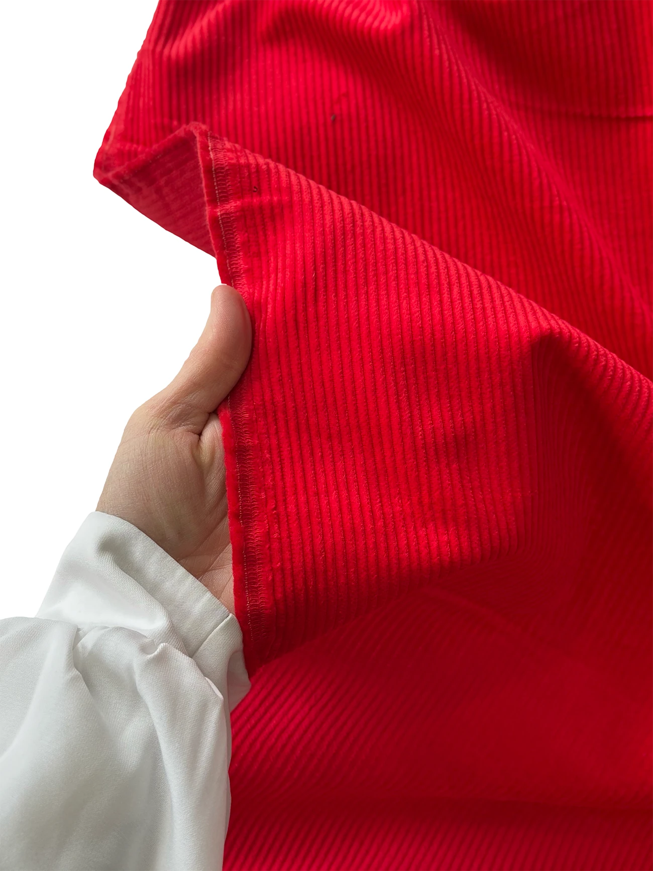  %100 Pamuk Fitilli Kadife Kumaş Kırmızı 