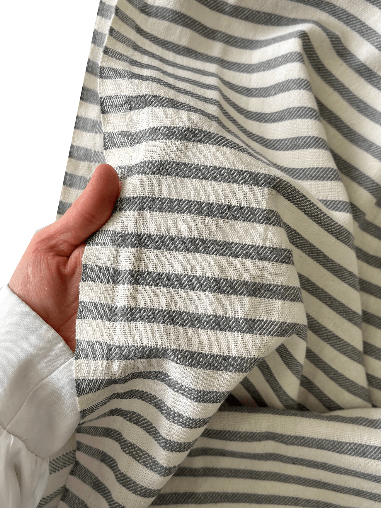 Ham Yıkanmış Keten Kumaş (ENİ 290 CM ) Gri Çizgili 