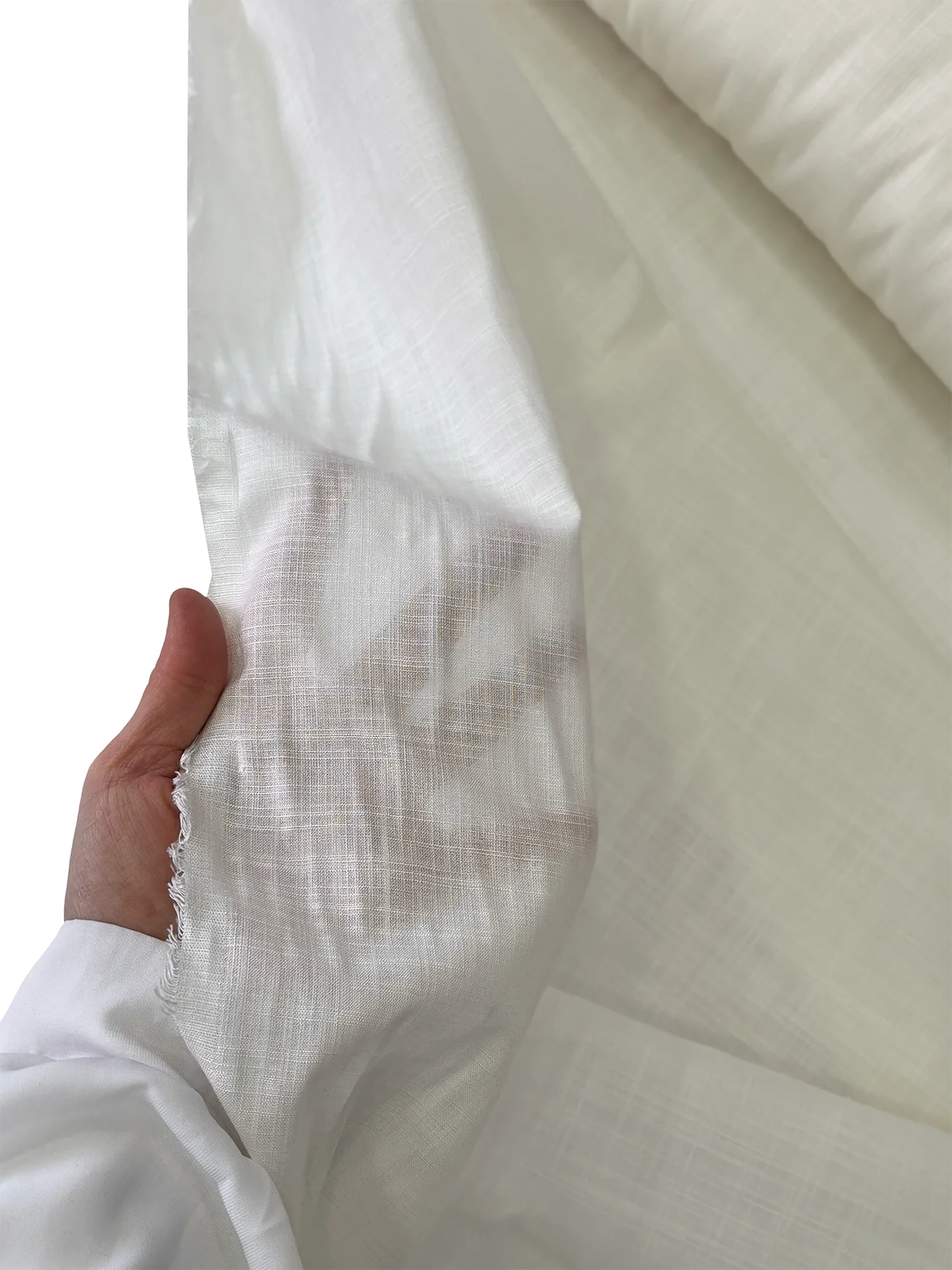 Flamlı Pamuk Keten Kumaş Ekru 