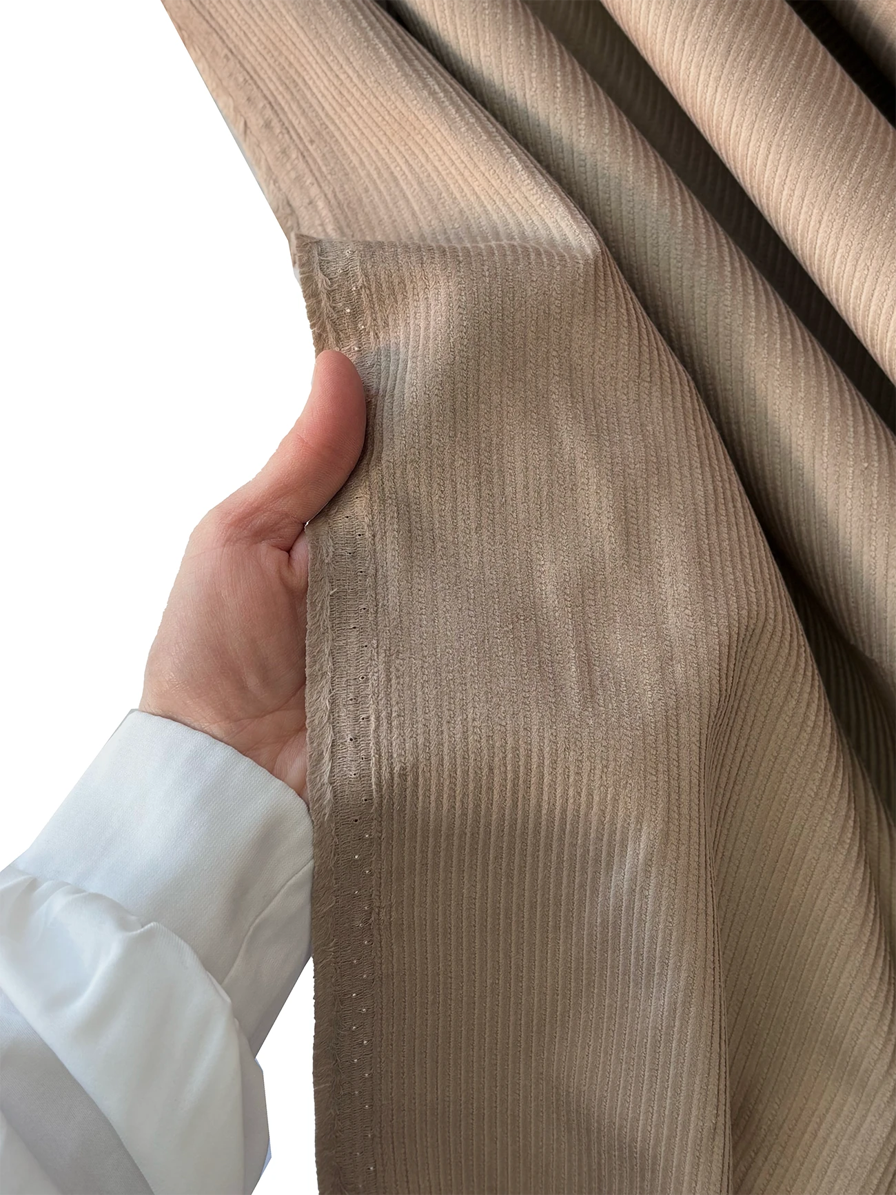 %100 Pamuk Fitilli Kadife Kumaş Vizon 