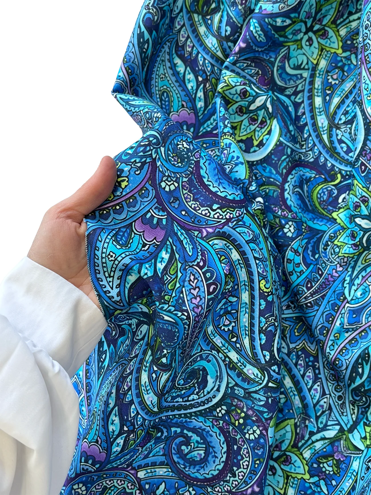 %100 Pamuk Flanel Pazen Kumaş Mavi Şal Desen