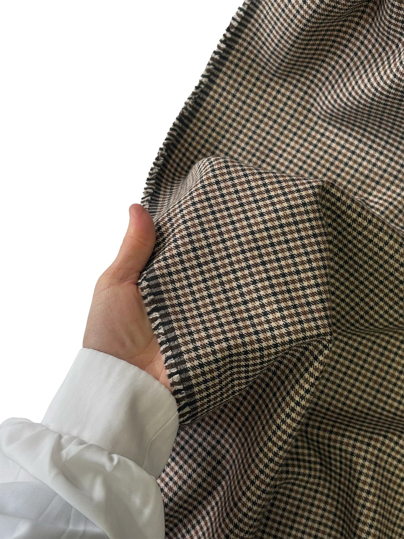 Poliviskon Kumaş Kazayağı Flanel Doku Kahve Tonları 