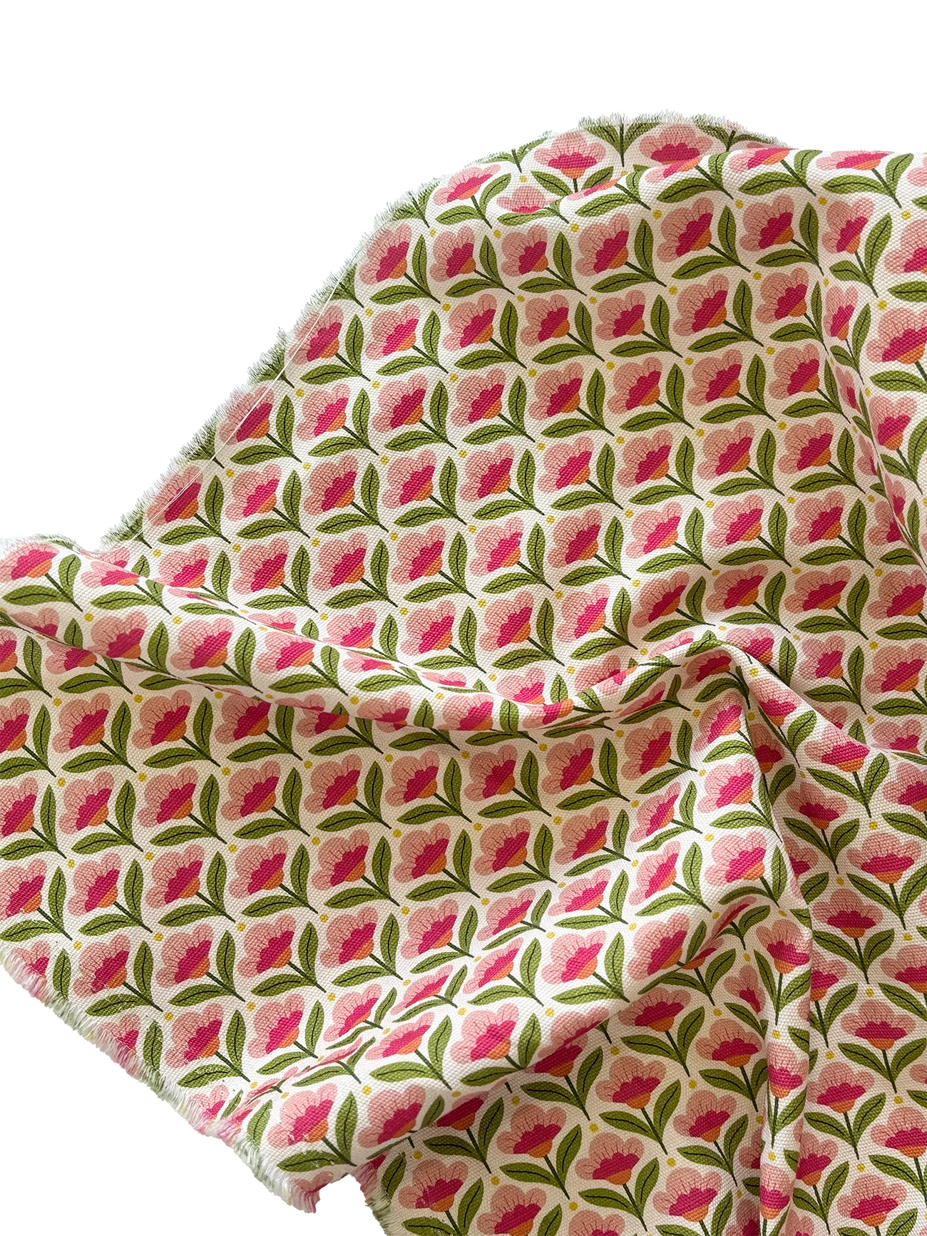 %100 Pamuk Pembe Çiçekler Kanvas Kumaş 