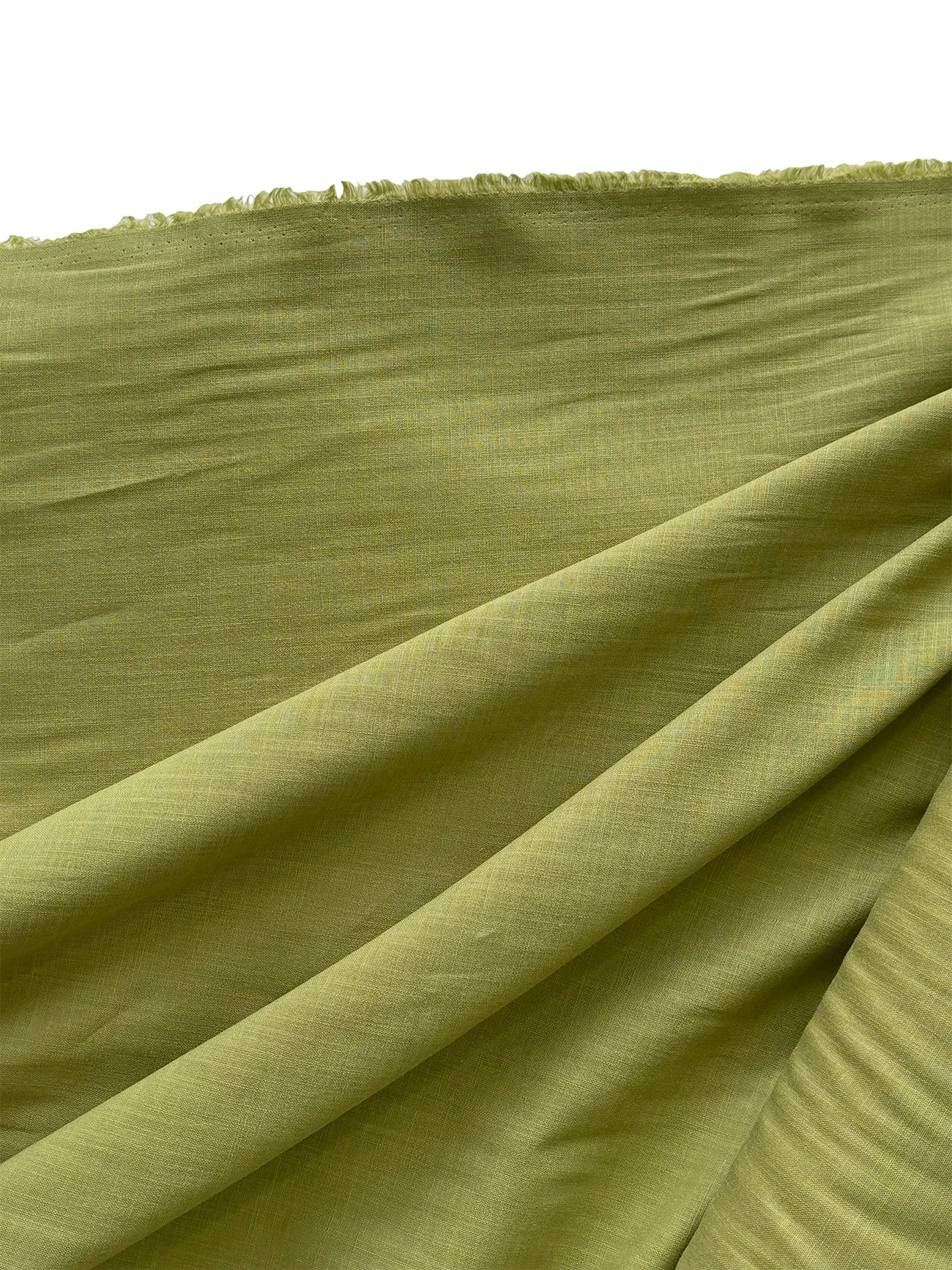 Flamlı Pamuk Keten Kumaş Yağ Yeşili