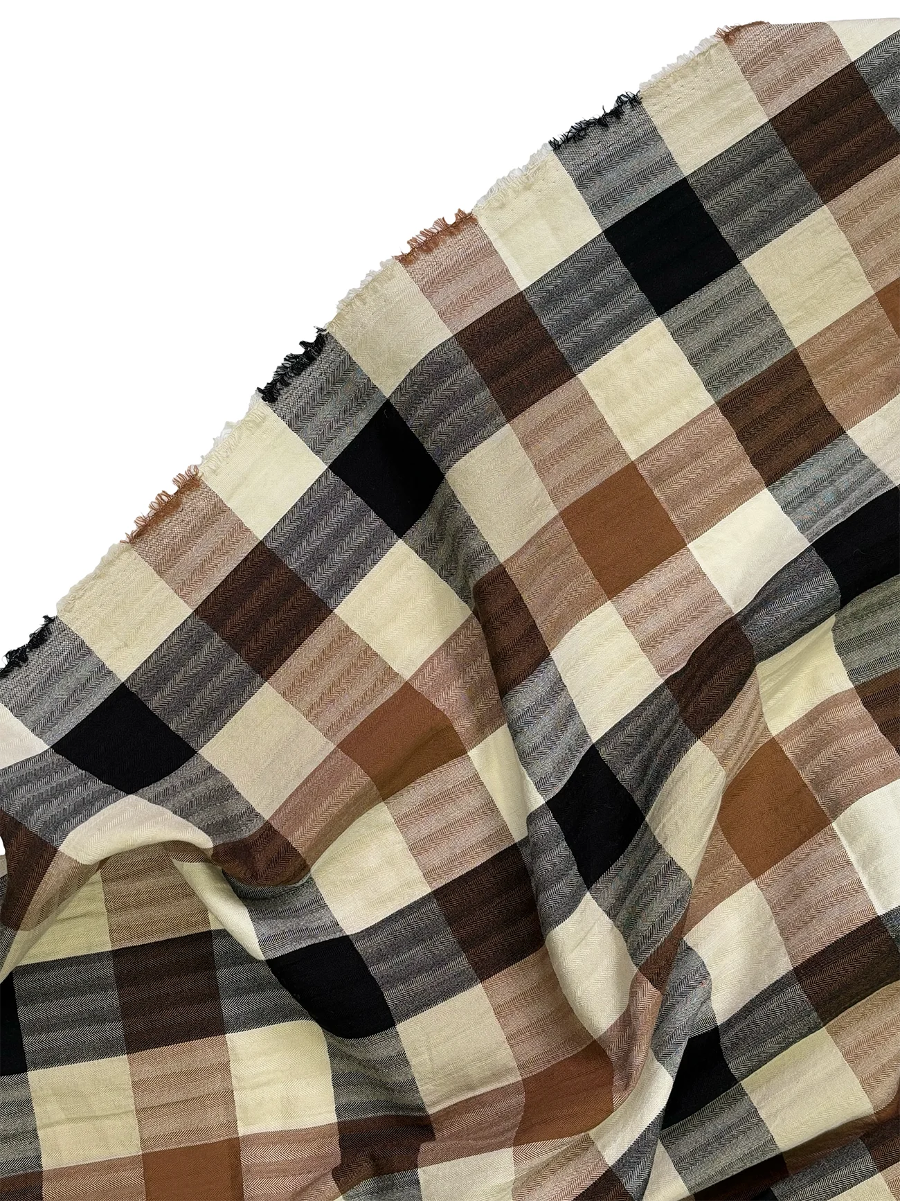 %100 Pamuk Ekose Kumaş Kahve 