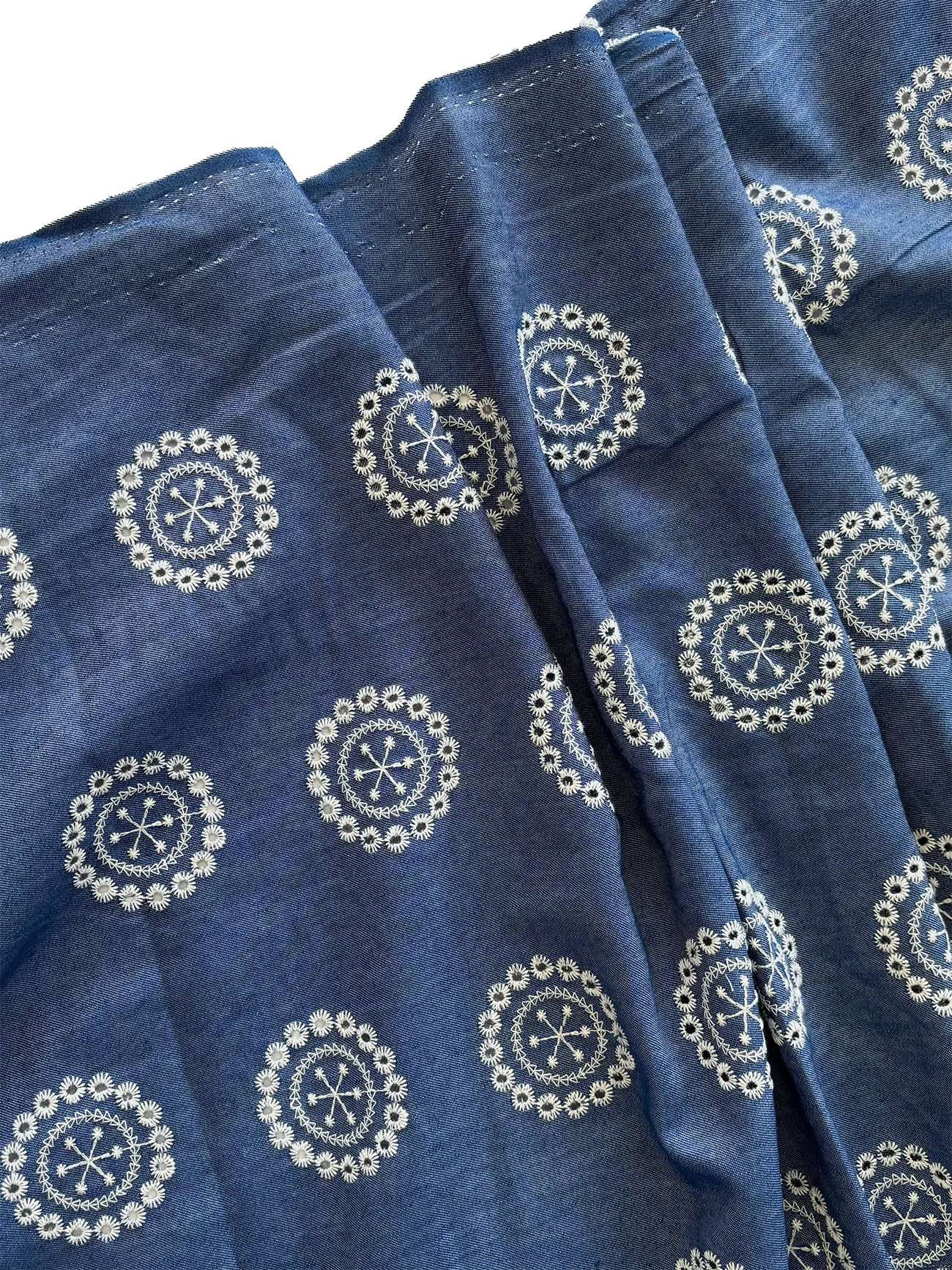 Halka Desen Nakışlı Kot Fisto Kumaş Serisi 