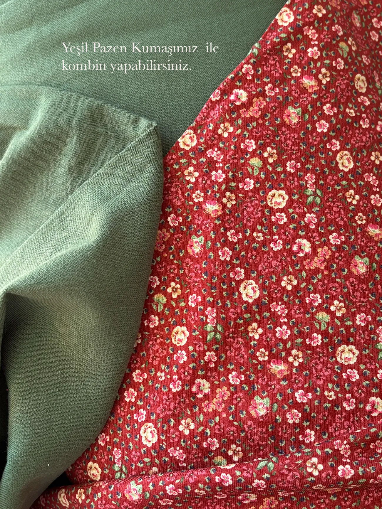 %100 Pamuk Flanel Pazen Kumaş Çıtır Çiçek Kiremit