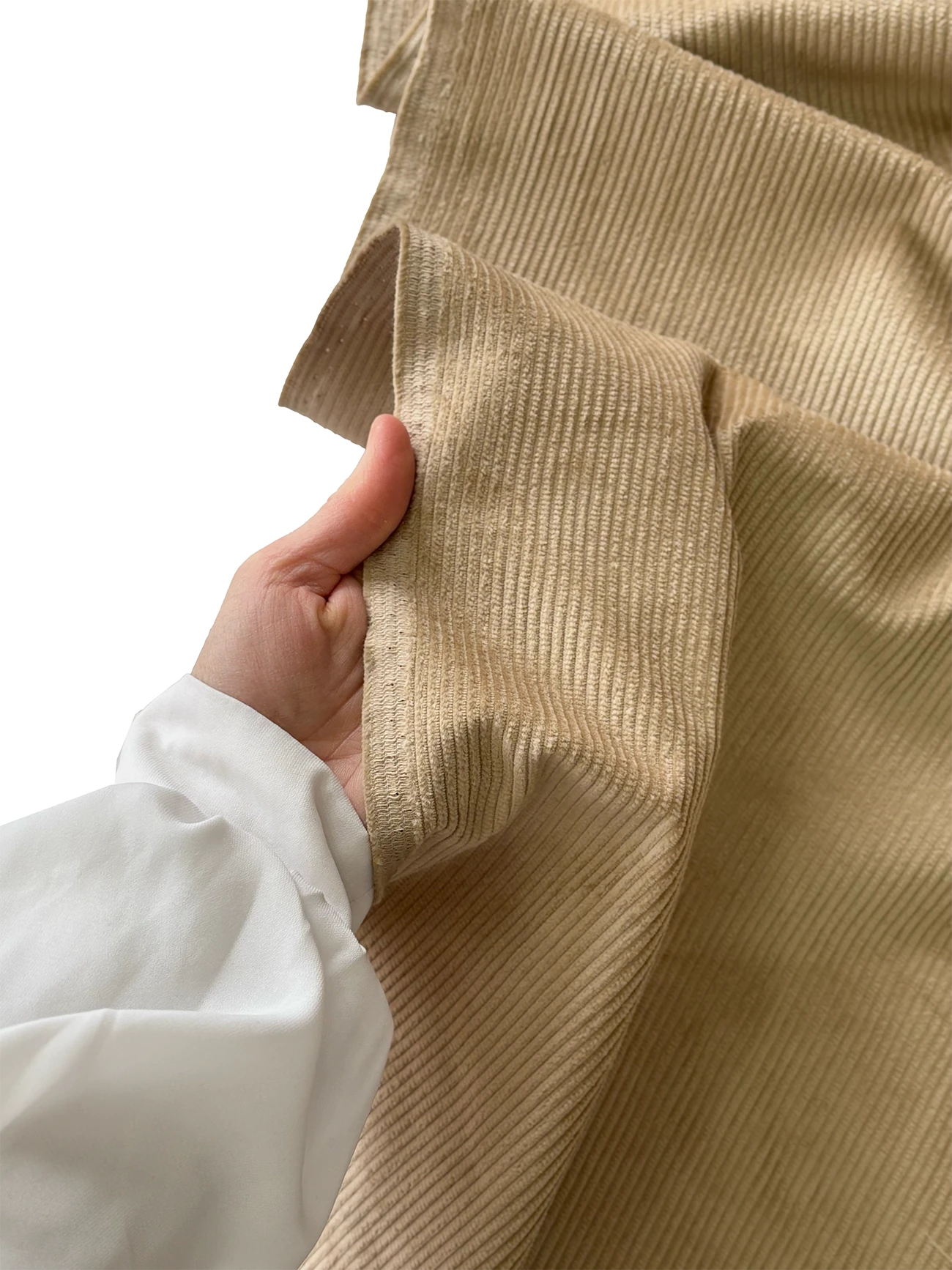 %100 Pamuk Fitilli Kadife Kumaş Bej 