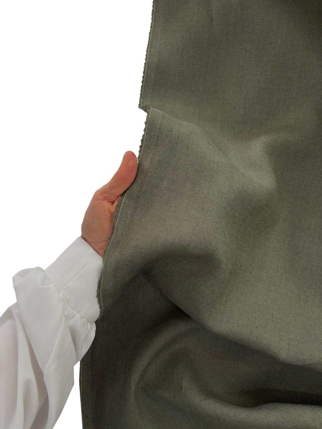 %100 Keten Kumaş Haki (185 Gram) -Keten Linen Kumaş
