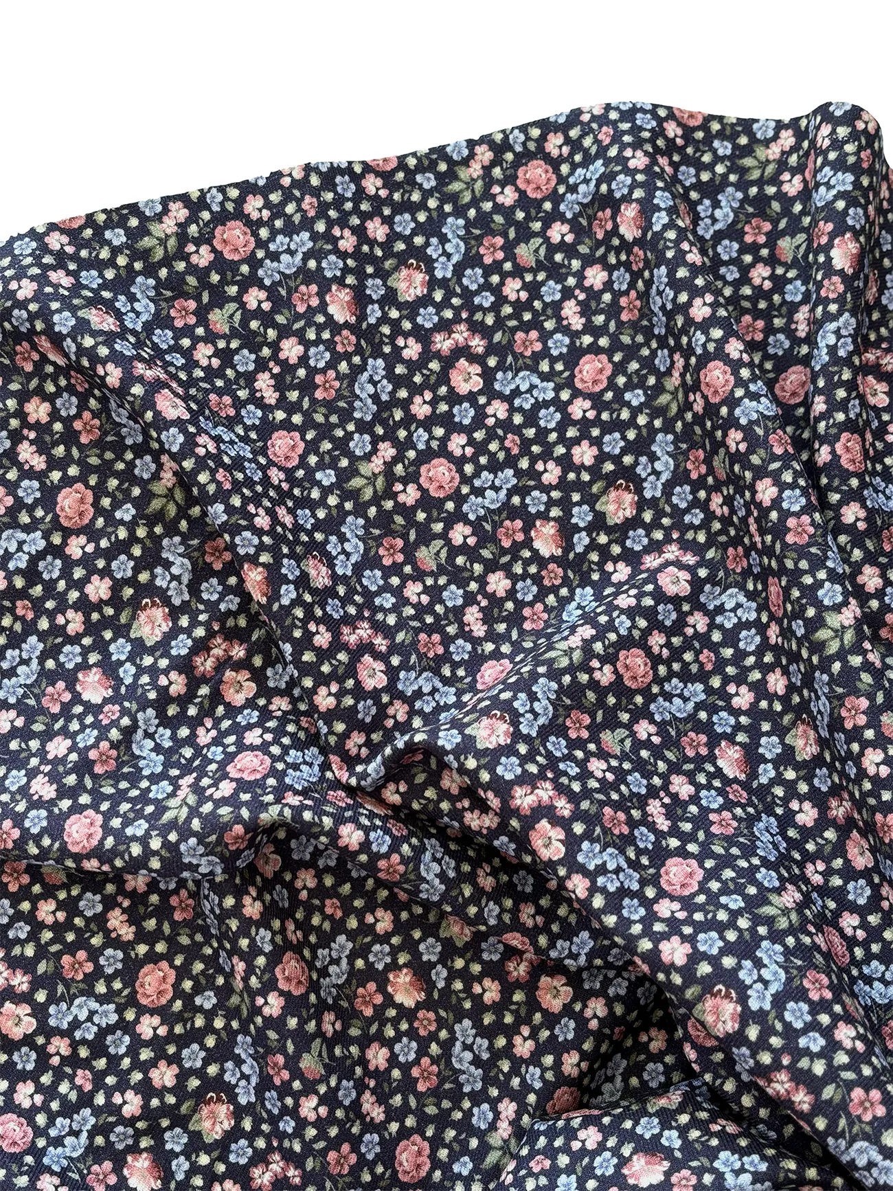 %100 Pamuk Flanel Pazen Kumaş Çıtır Çiçek Mavi