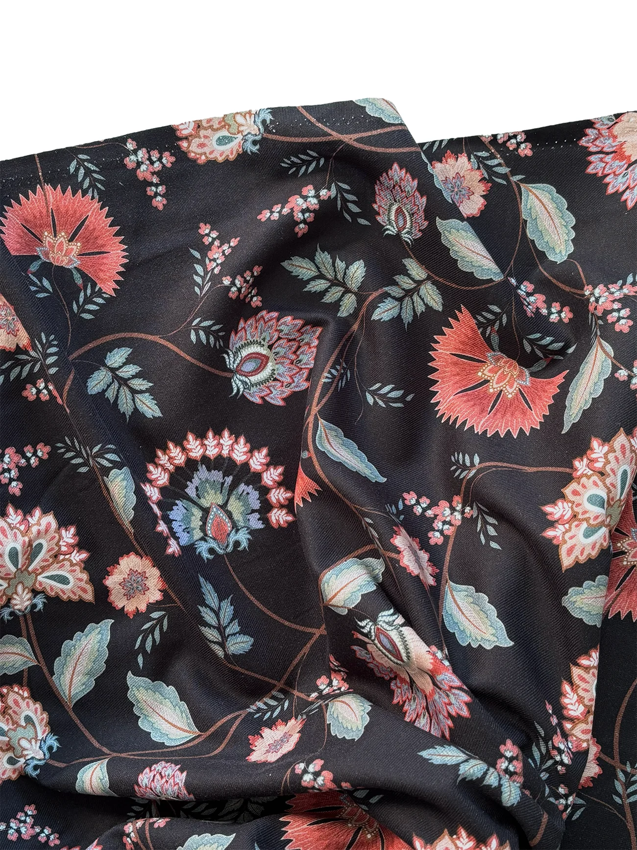 %100 Pamuk Flanel Pazen Kumaş Etnik Desen Siyah 