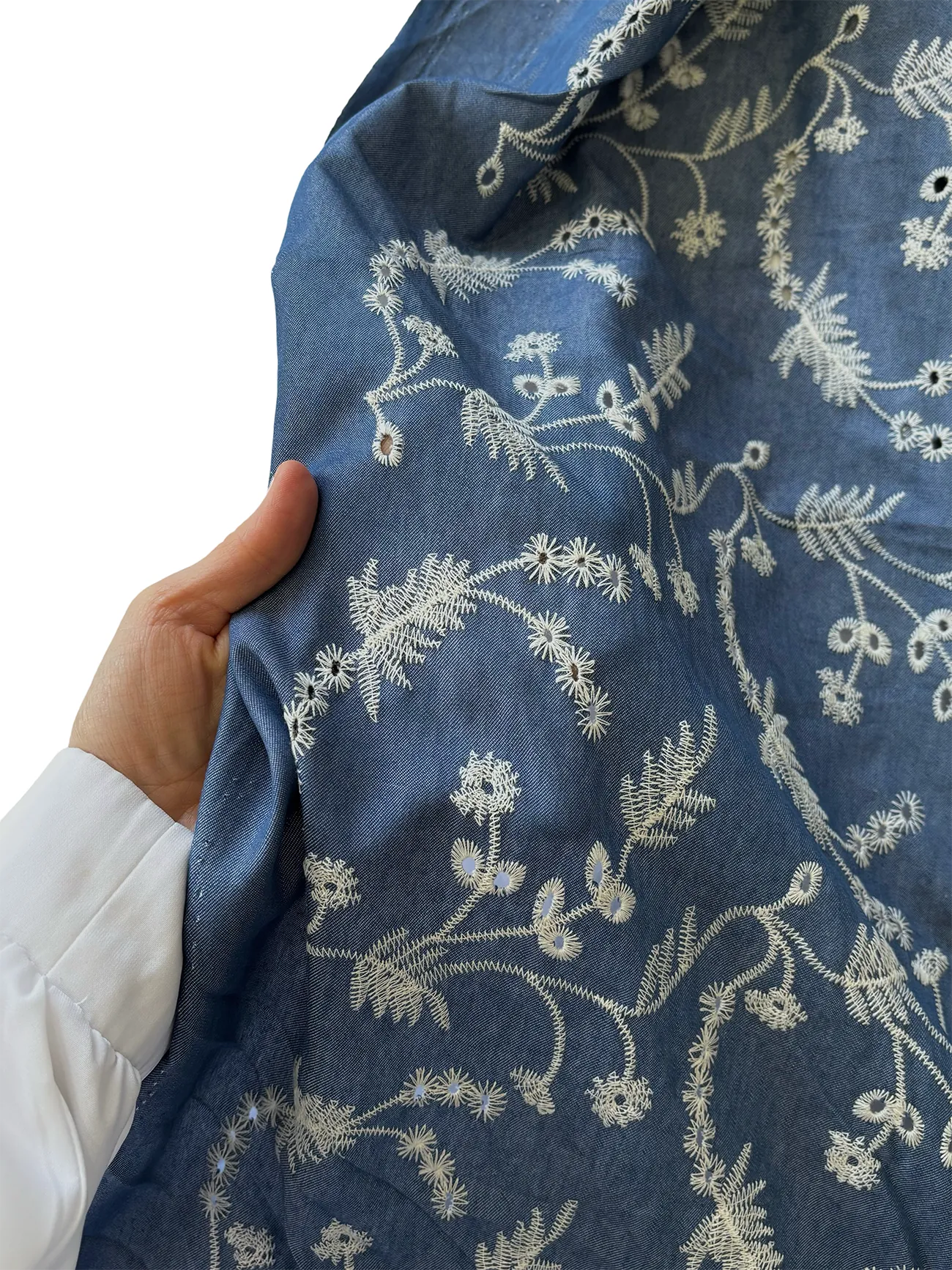 Kır Bahçesi Desen Nakışlı Kot Fisto Kumaş Serisi 