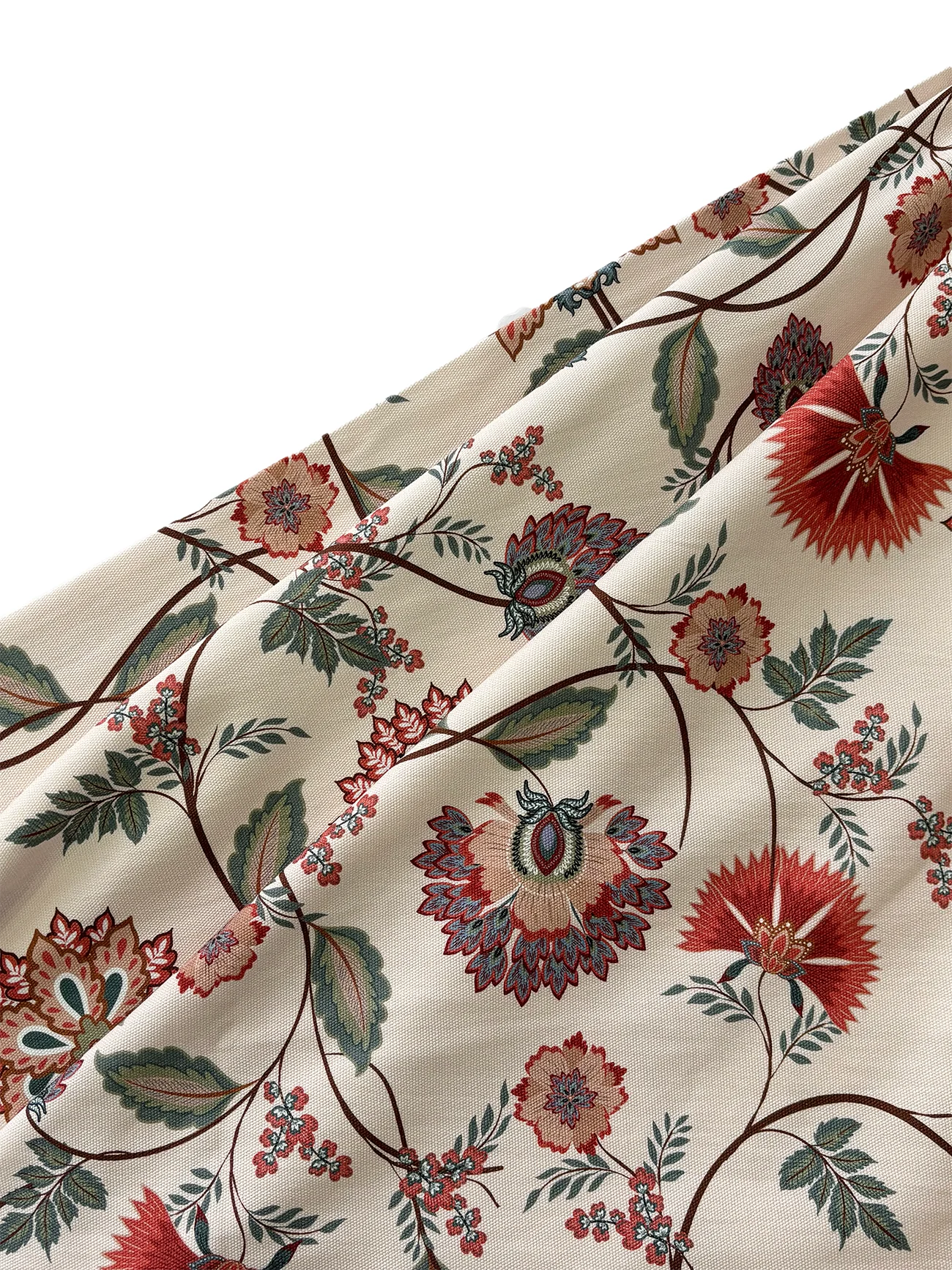 %100 Pamuk Etnik Çiçek Desenli Kanvas Kumaş 