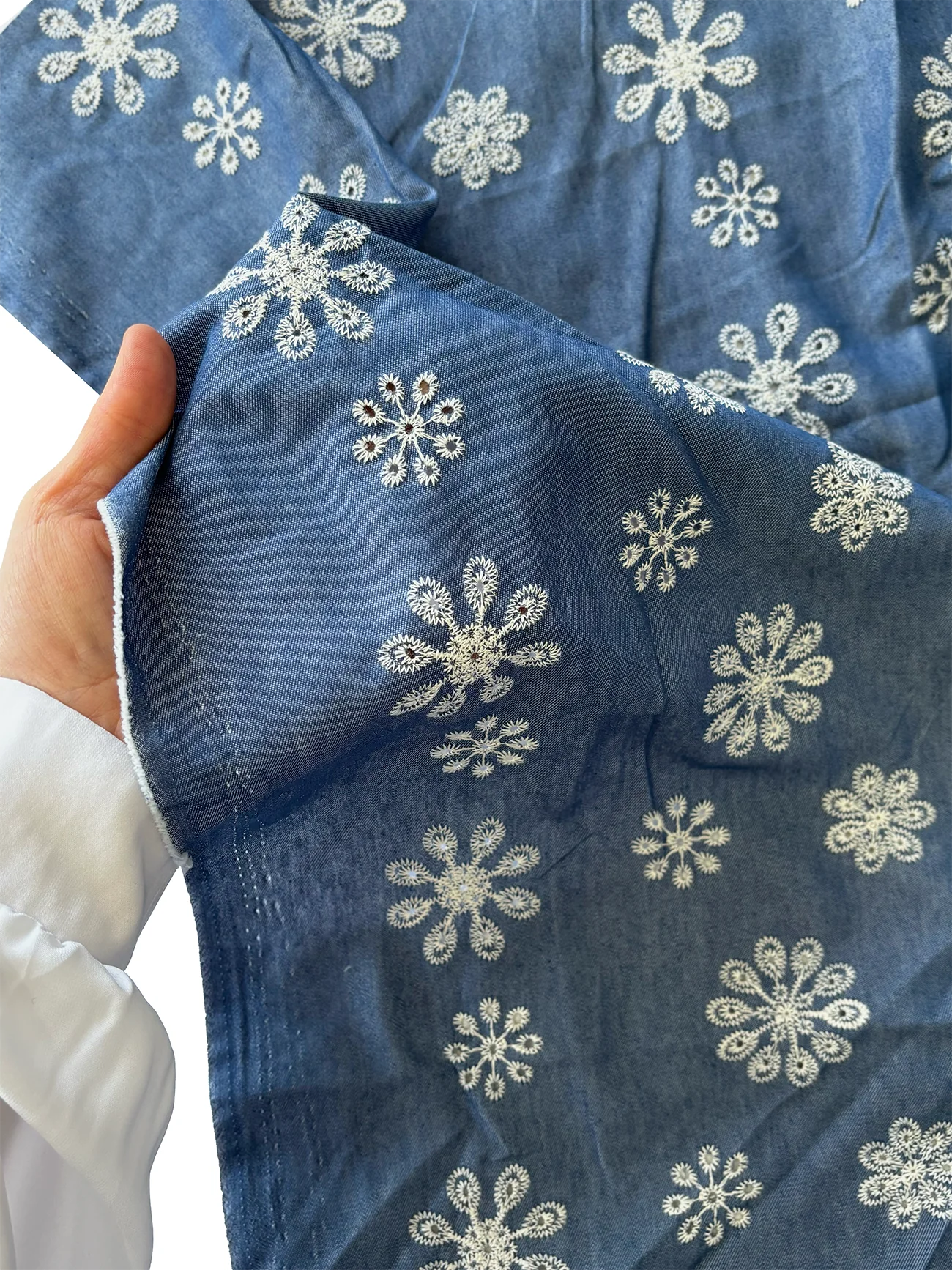 Papatya Desen Nakışlı Kot Fisto Kumaş Serisi 