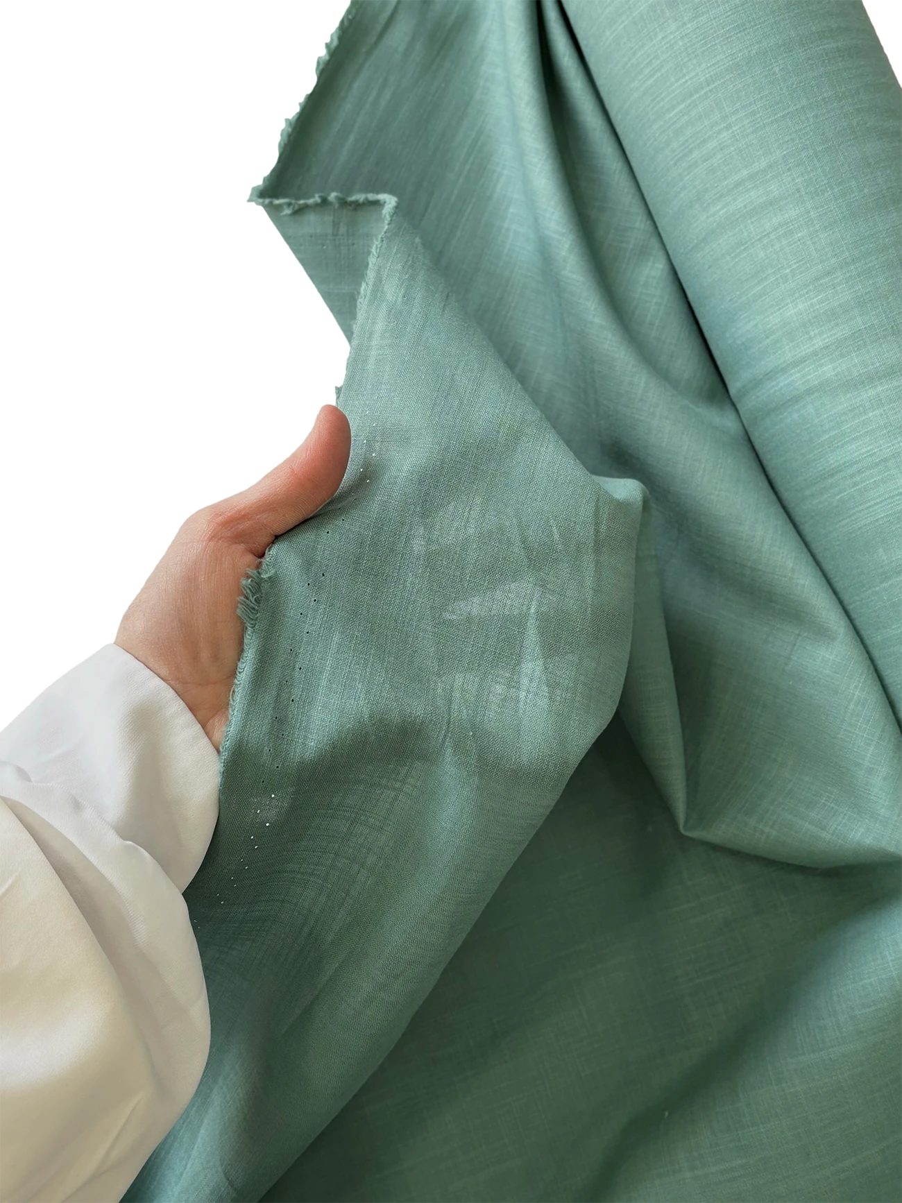 Flamlı Pamuk Keten Kumaş Mint Yeşili