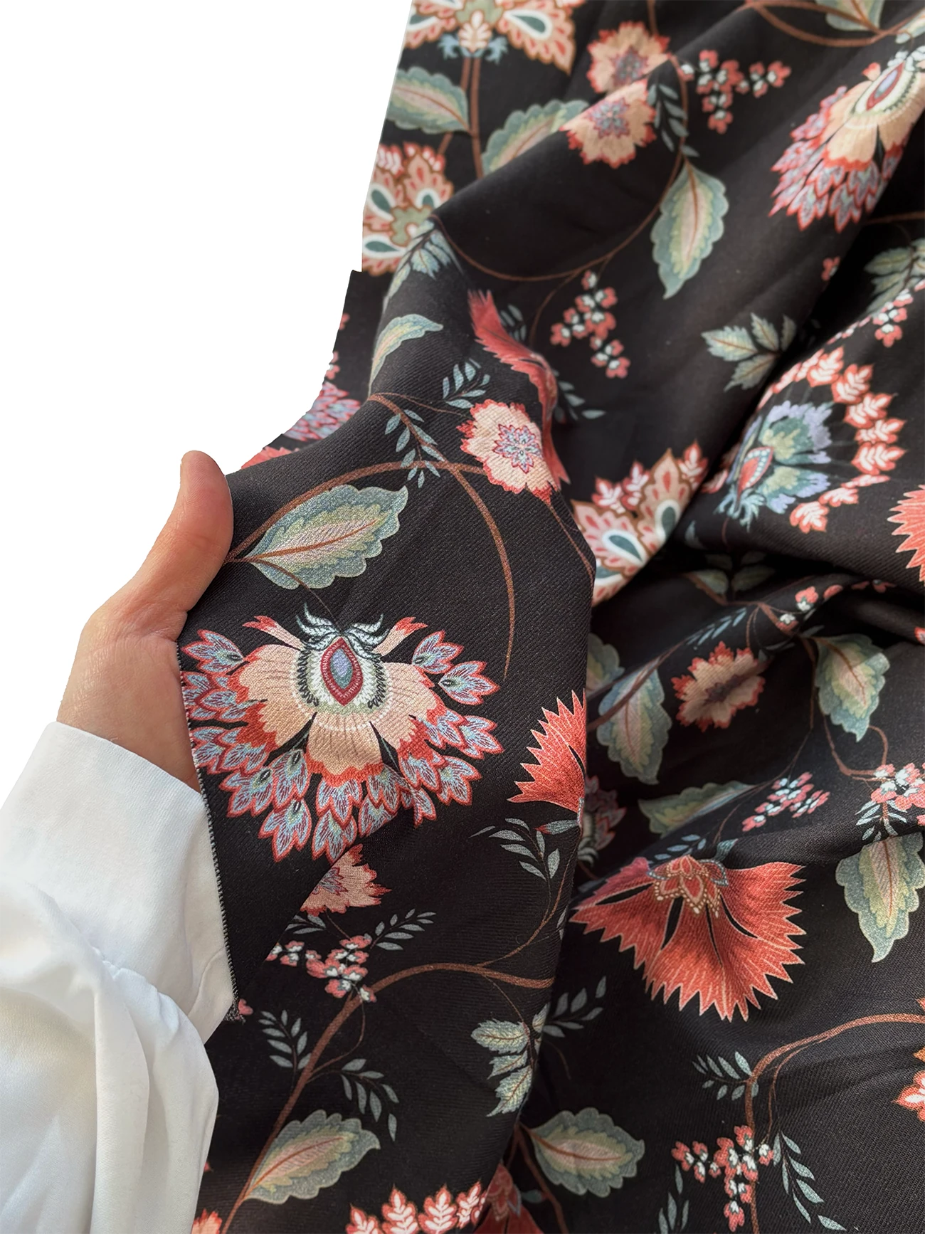 %100 Pamuk Flanel Pazen Kumaş Etnik Desen Siyah 