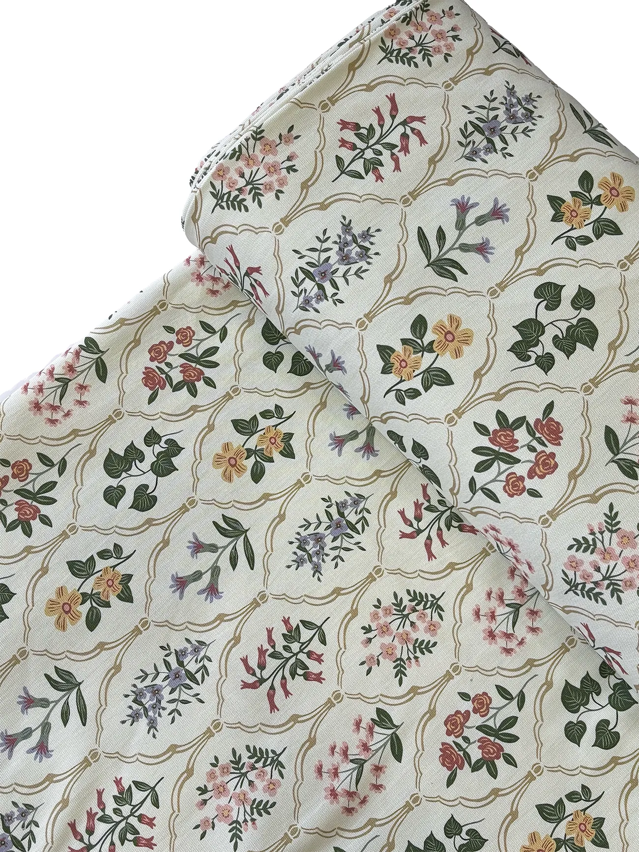 %100 Pamuk Fransız Çiçek Desen Kanvas Kumaş 