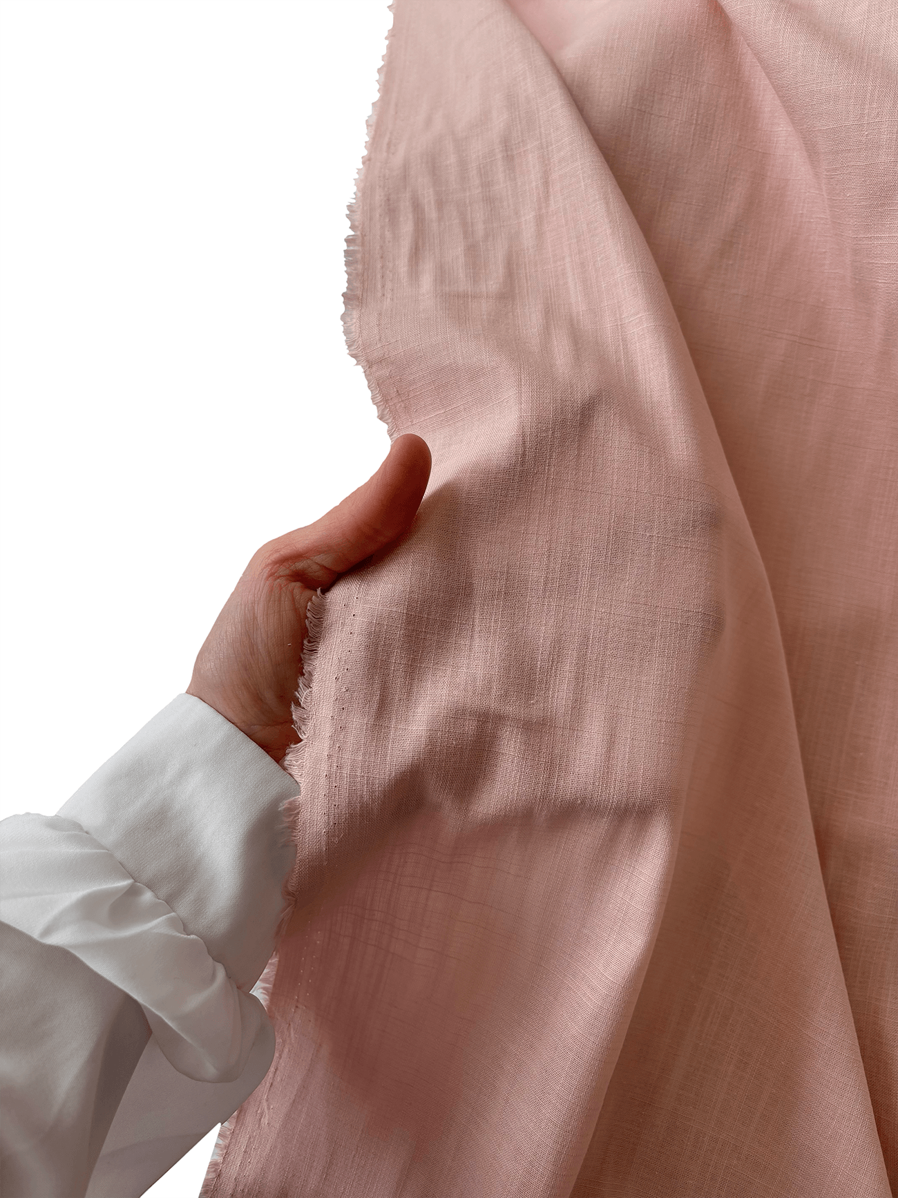  SON 2,5 MT Flamlı Pamuk Keten Kumaş Pudra