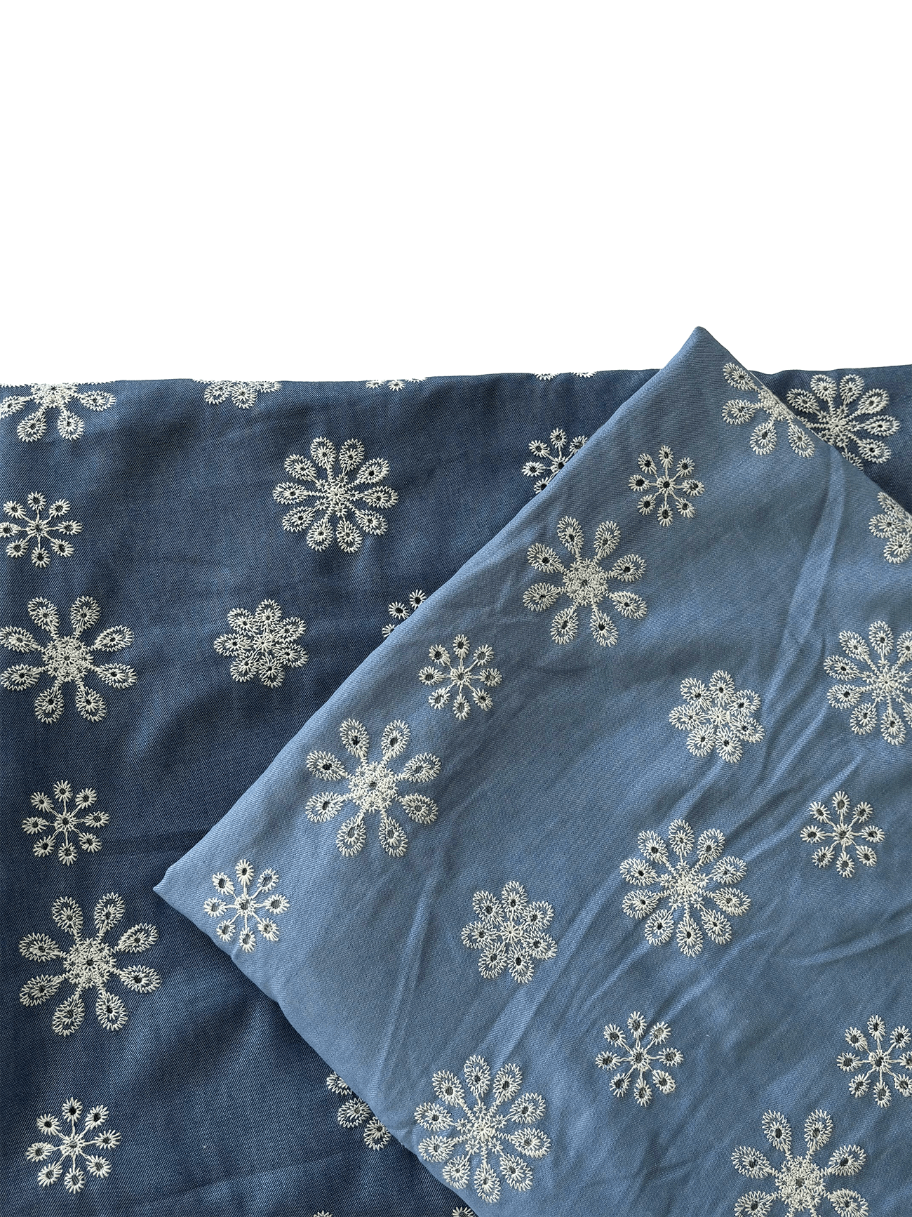 Papatya Desen Nakışlı Kot Fisto Kumaş Serisi  - Koyu Kot