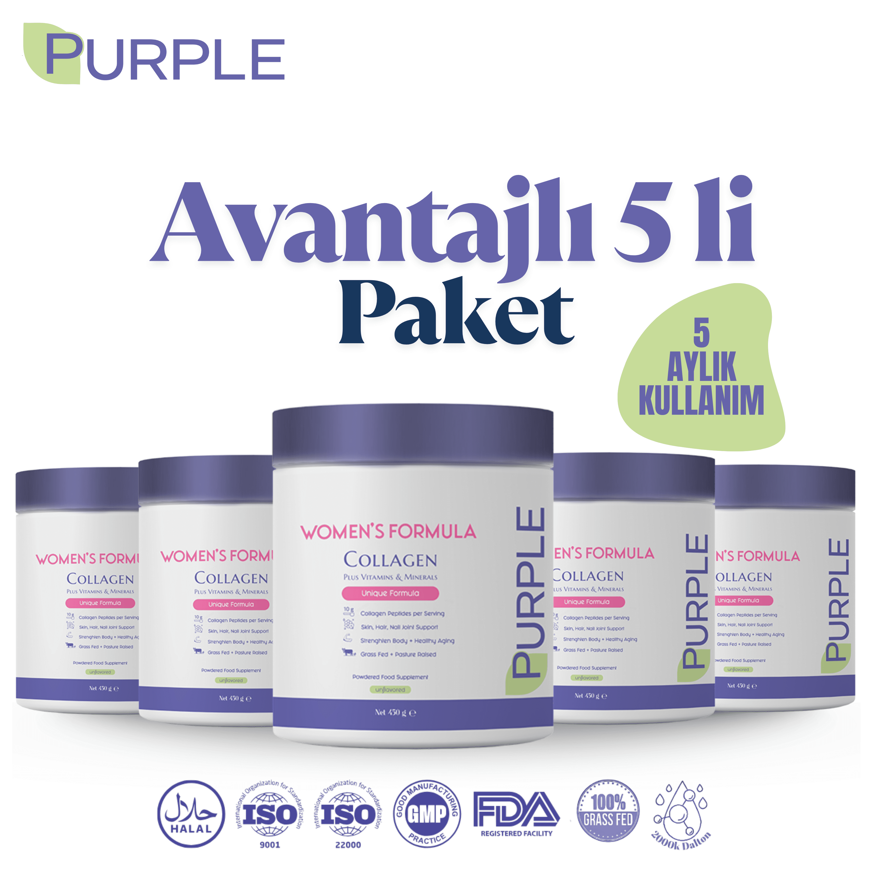 Purple Woman's Formula Collagen 450 Gr x 5