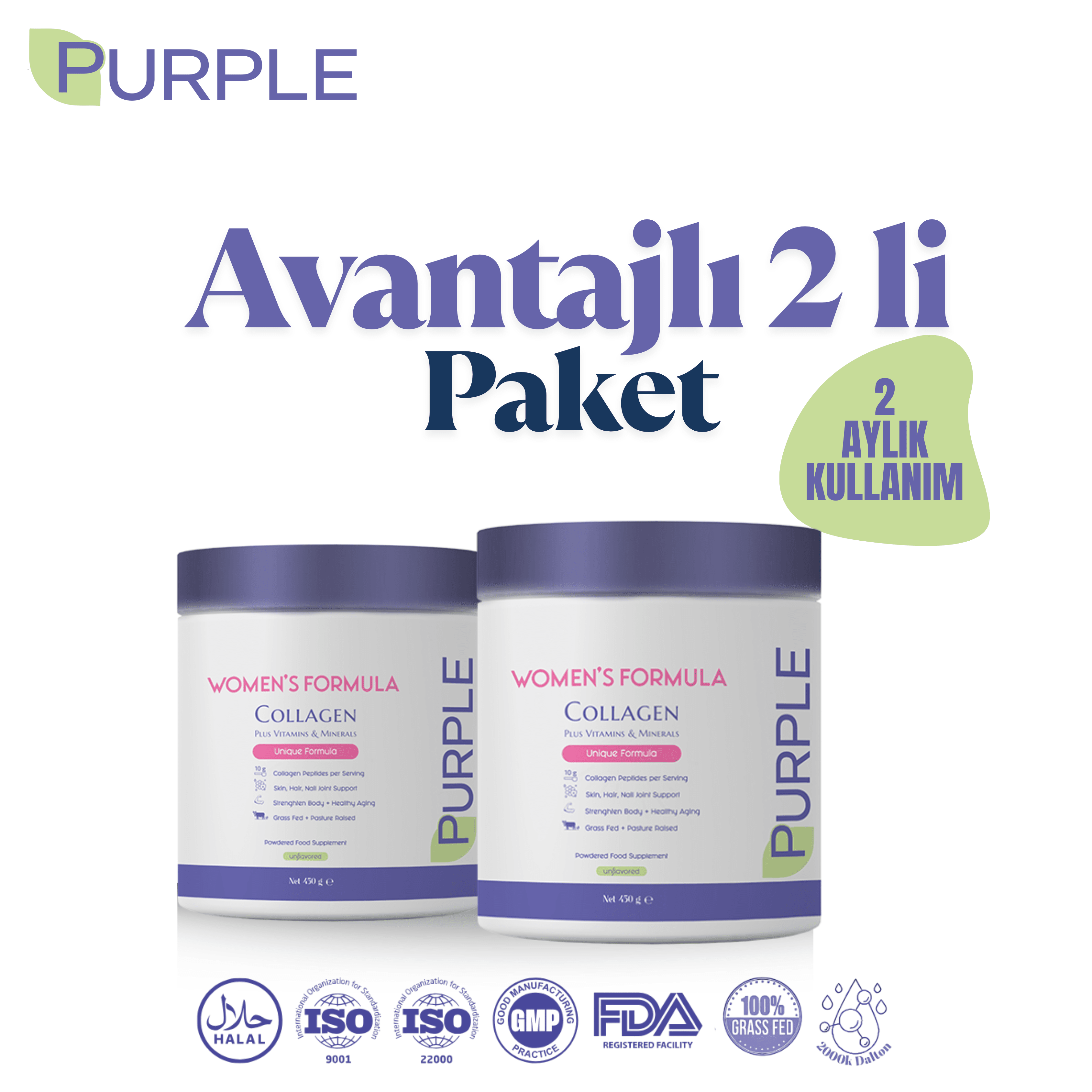 Purple Woman's Formula Collagen 450 Gr x 2