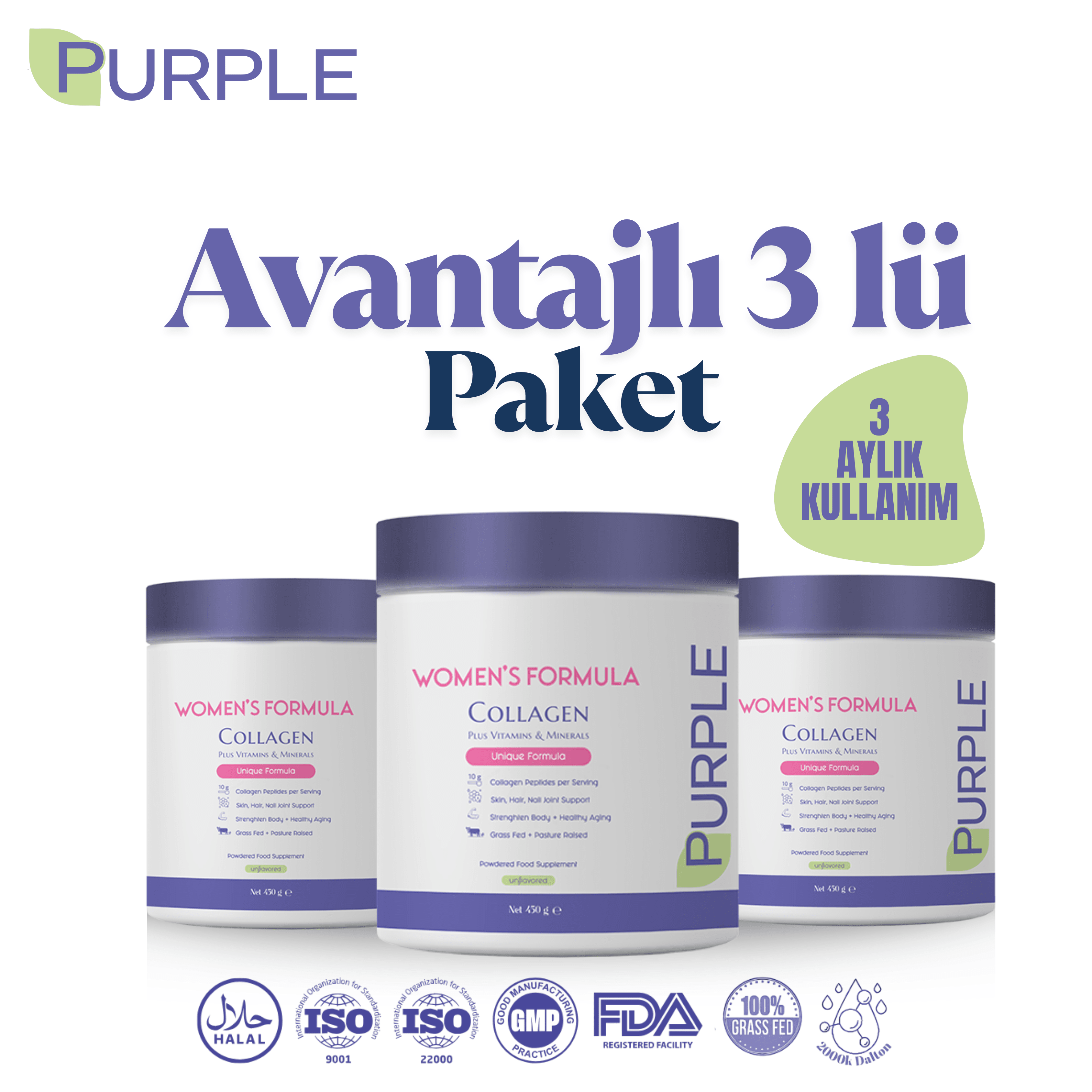 Purple Woman's Formula Collagen 450 Gr x 3