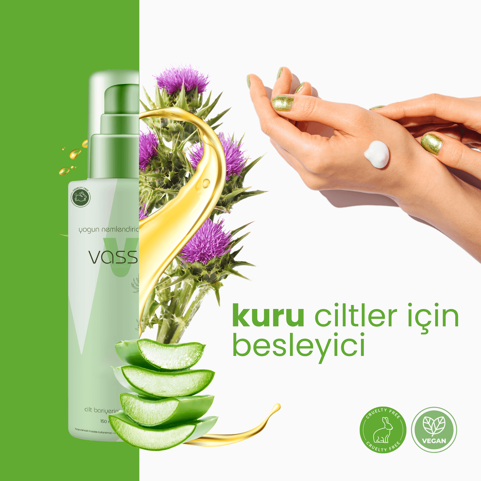 Vassa Akne, Sedef, Sivilce, & Yanık Yaraları Için Önleyici Yoğun Nemlendirici Krem - 150ml