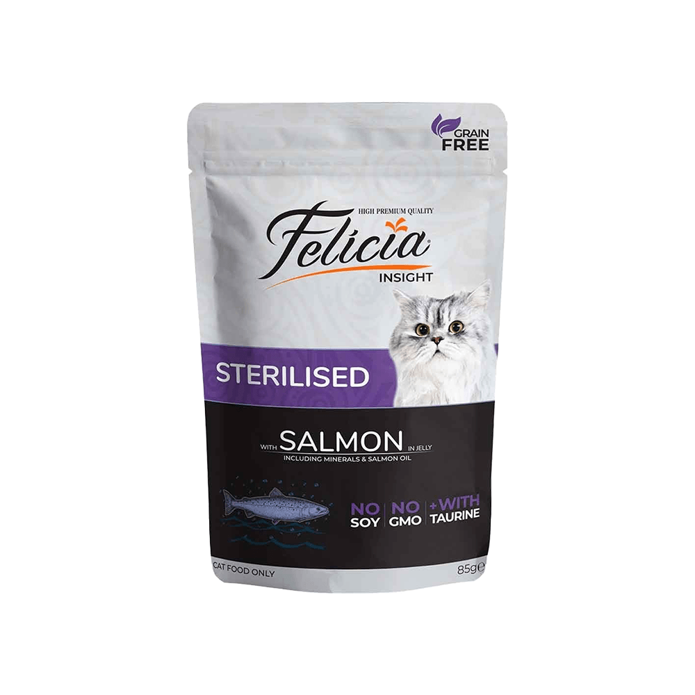 Felicia İnsight Tahılsız Somonlu Kısırlaştırılmış Kedi Pouch Yaş Maması (12x85 g)