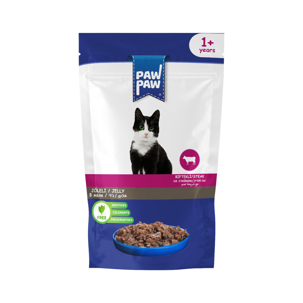Pawpaw Biftekli Yaş Kedi Maması (24x85 g)