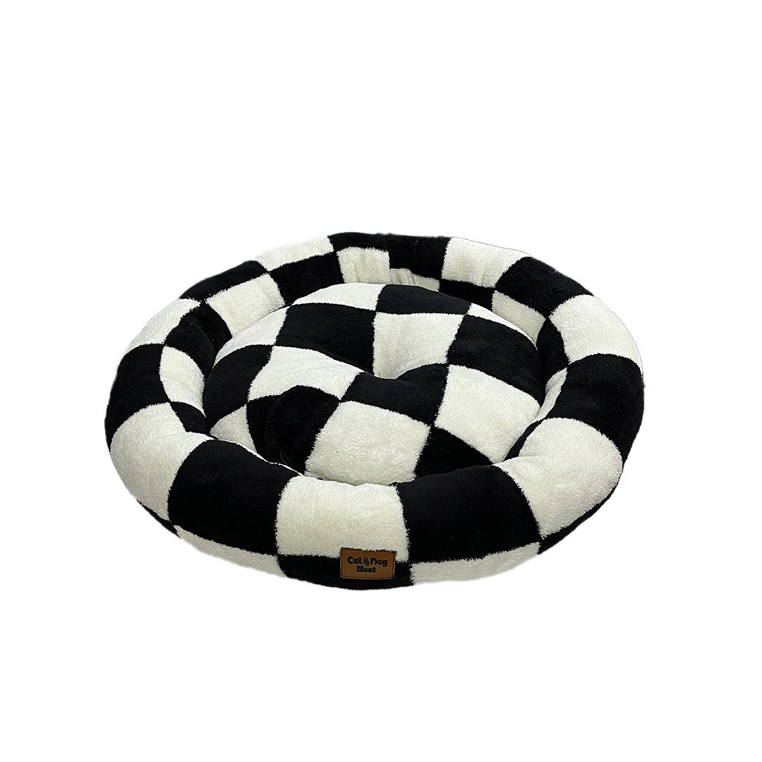 Cat&Dog Nest Premium Dama Desenli Kedi Ve Köpek Simit Yatağı (55x55cm)